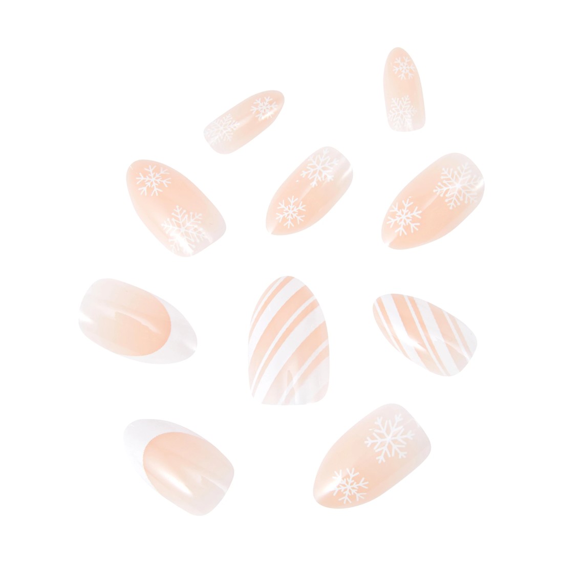 2 OXX Cosmetics 24 Pack Artificial Nails with Adhesive - Almond Shape, Candy Cane Swirl, 2 of 4