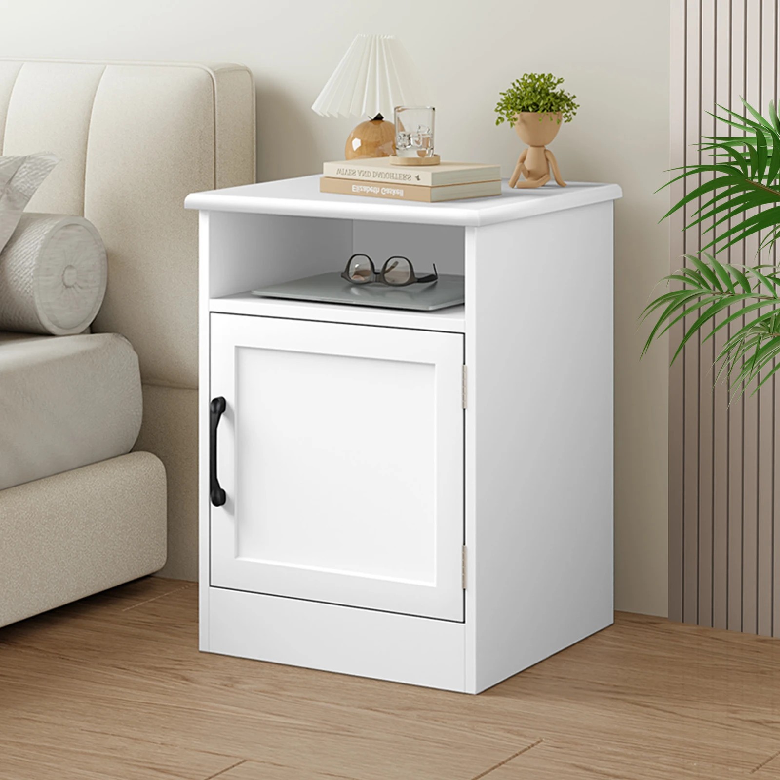 2 Alfordson 2x Bedside Table Storage Cabinet Nightstand - White, 2 of 10
