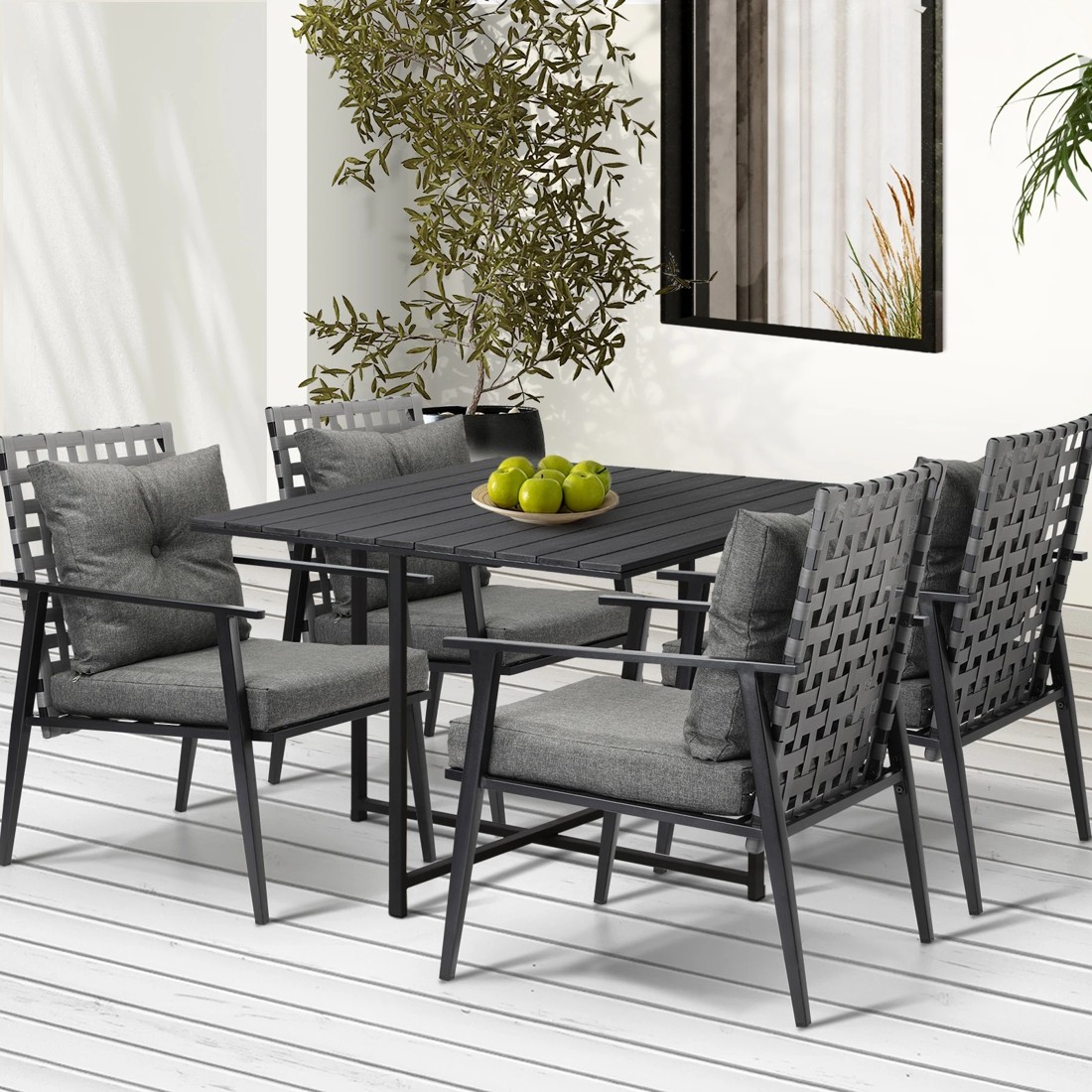 3 Livsip Outdoor Dining Set Patio Furniture Setting Rattan Chairs and Chairs 5PCS - Multi, 3 of 9