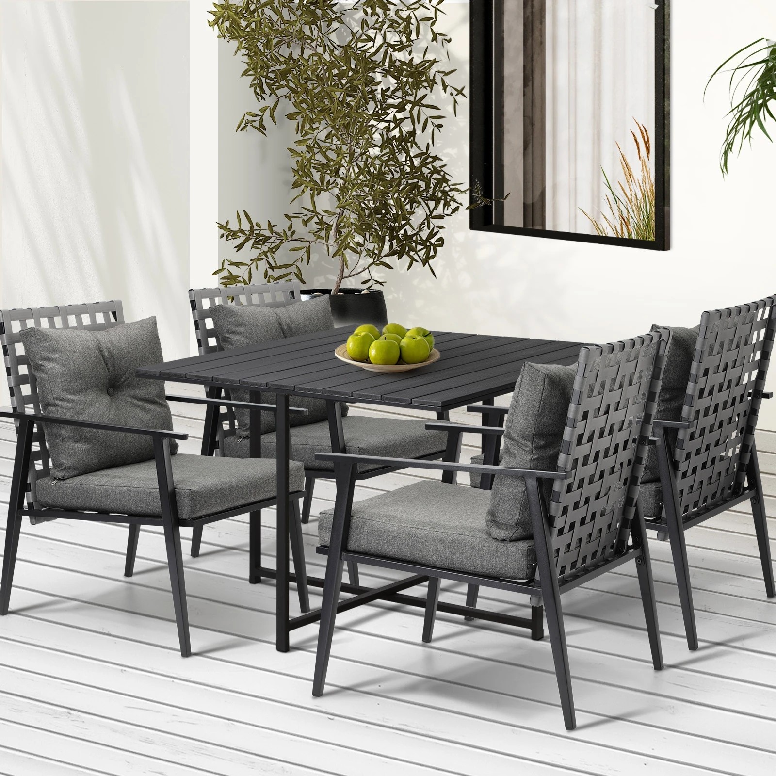 3 Livsip Outdoor Dining Set Patio Furniture Setting Rattan Chairs and Chairs 5PCS - Multi, 3 of 9