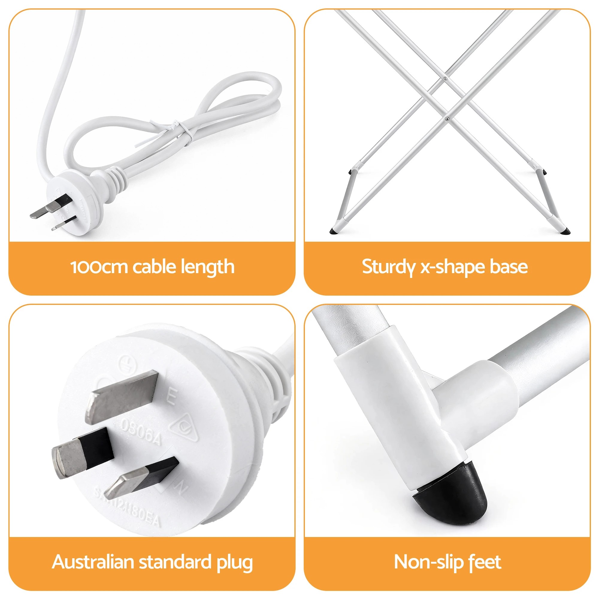 6 Devanti Heated Towel Rail Electric Clothes Airer Foldable Drying Rack 8 Bars - Silver, 6 of 7