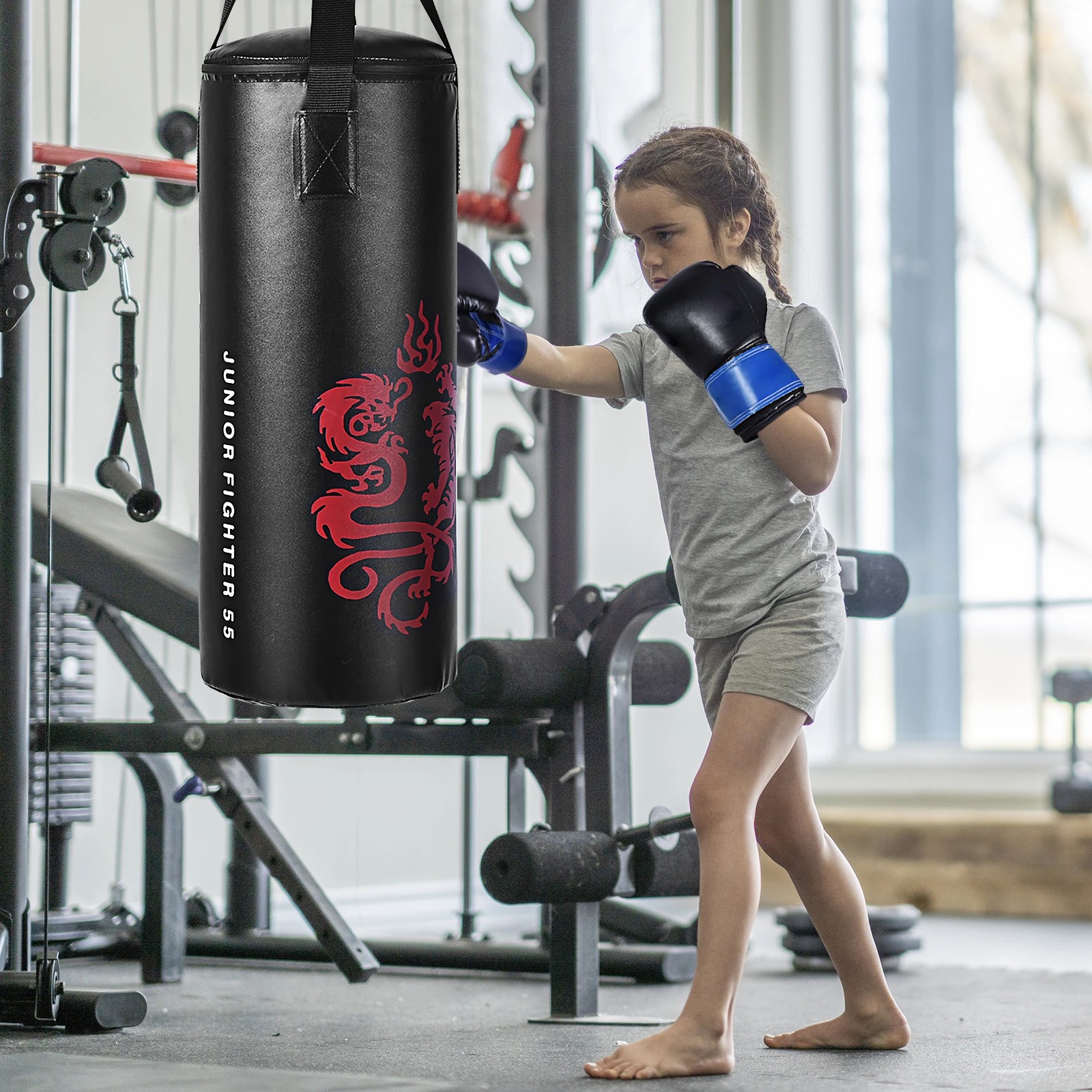 2 Costway 5PCS Kids Punching Bag Set Hanging Boxing Toy Set w/Gloves & Skipping Rope, 2 of 4
