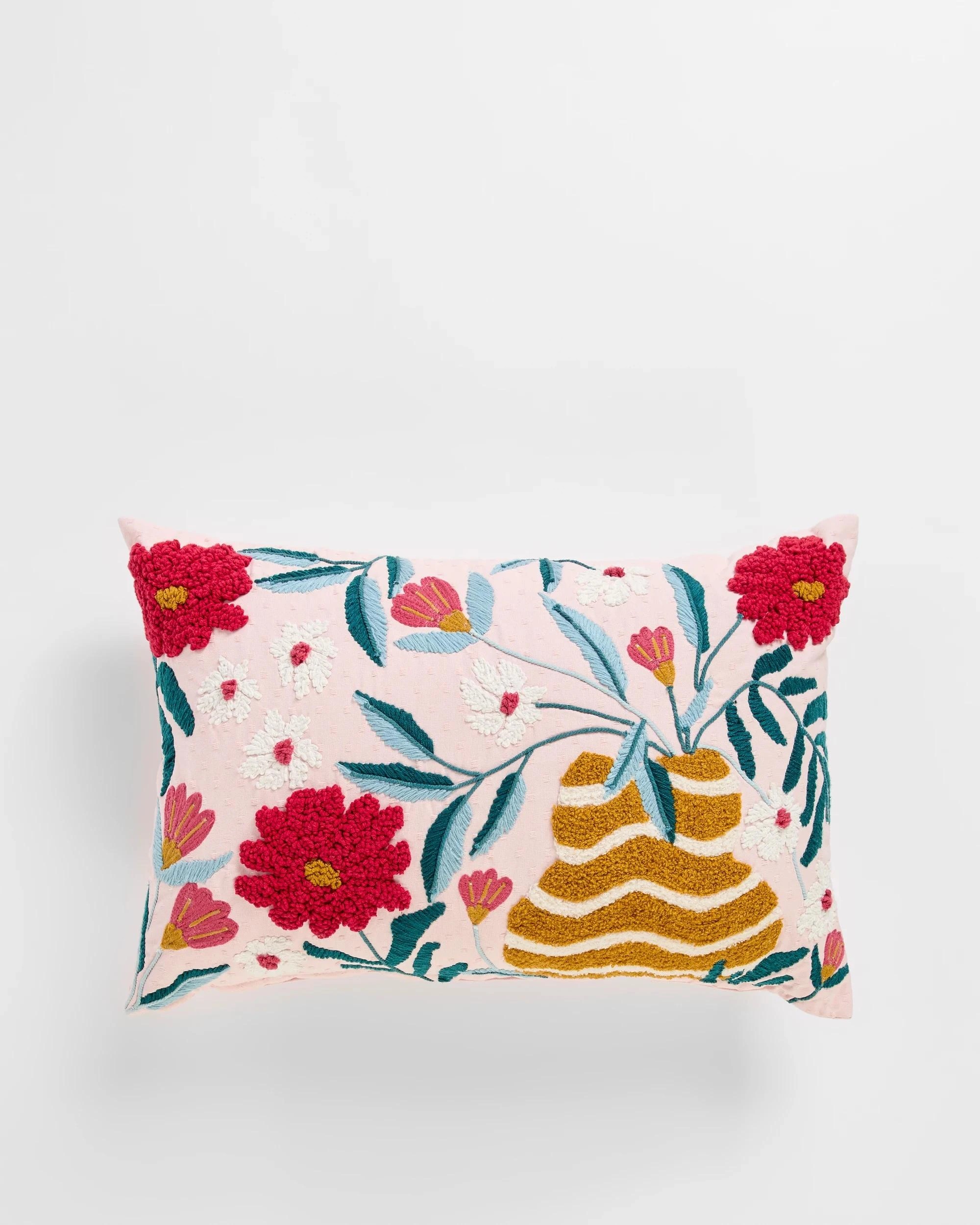 1 Target Remmie Embroidered Flower Cushion - Pink, 1 of 2