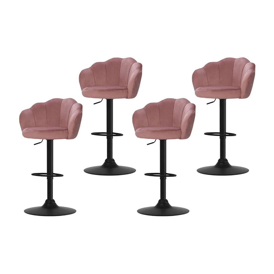 1 Artiss 4x Bar Stools Gas Lift Velvet - Pink, 1 of 7
