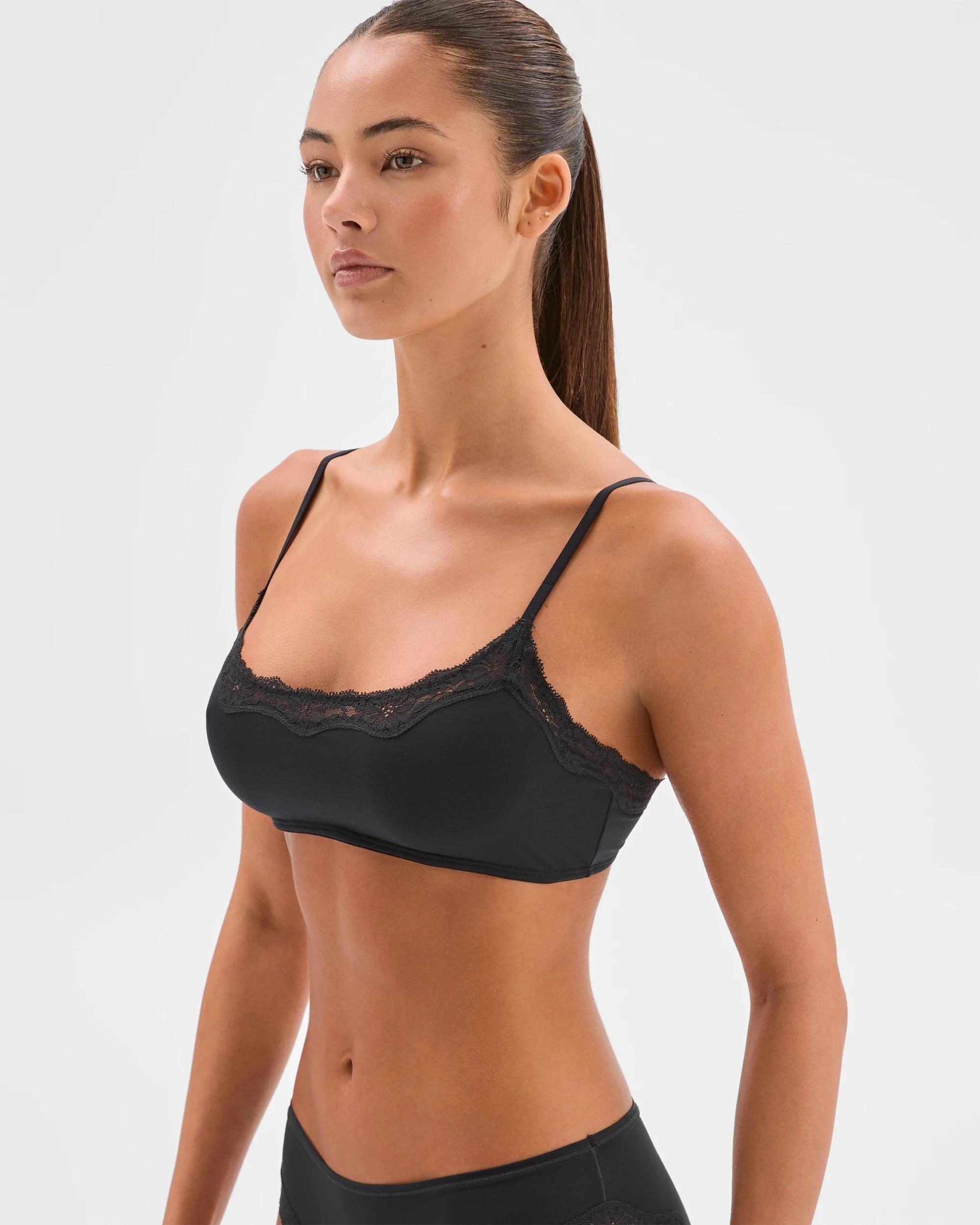 3 Bonds Womens Bases Flex Lace Bralette BLACK, 3 of 4