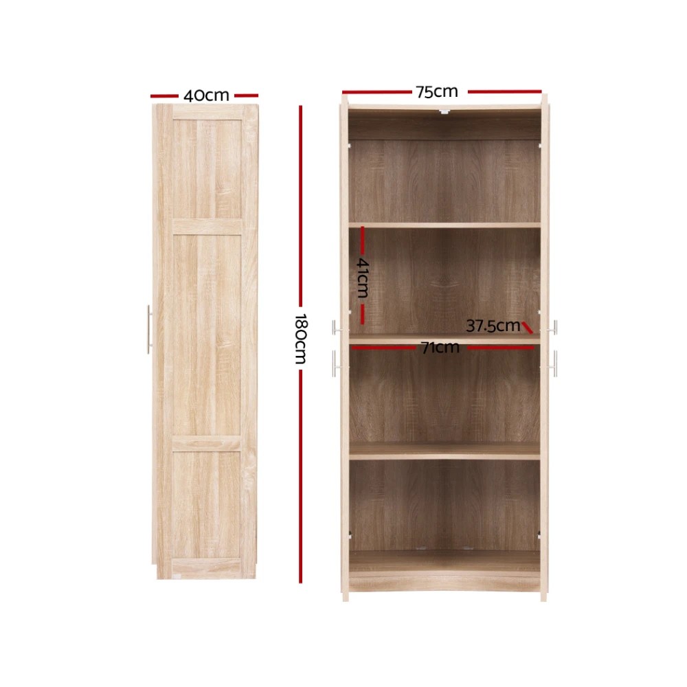 3 Artiss Buffet Sideboard Cupboard Cabinet Pantry Organiser Adjustable Shelves - Natural, 3 of 5
