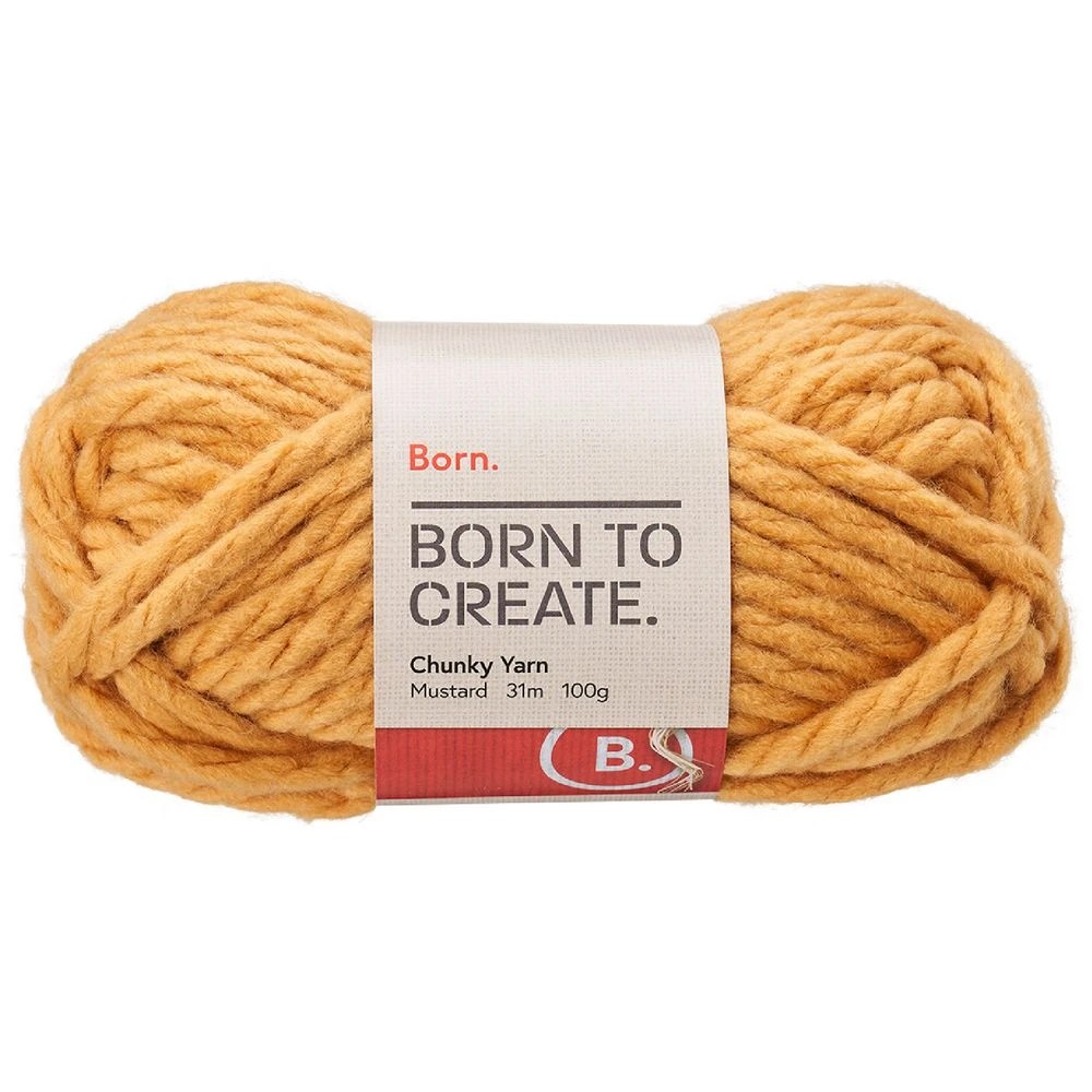 1 Born Chunky Yarn 100g Mustard, 1 of 3