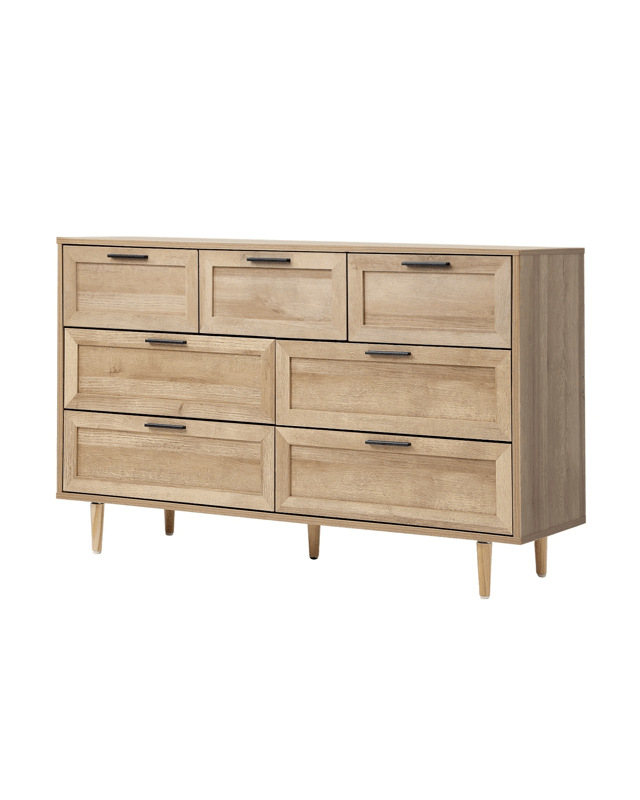 Oikiture 7 Chest Of Drawers Dresser Chest Storage Cabinet Lowboy
 - Nat