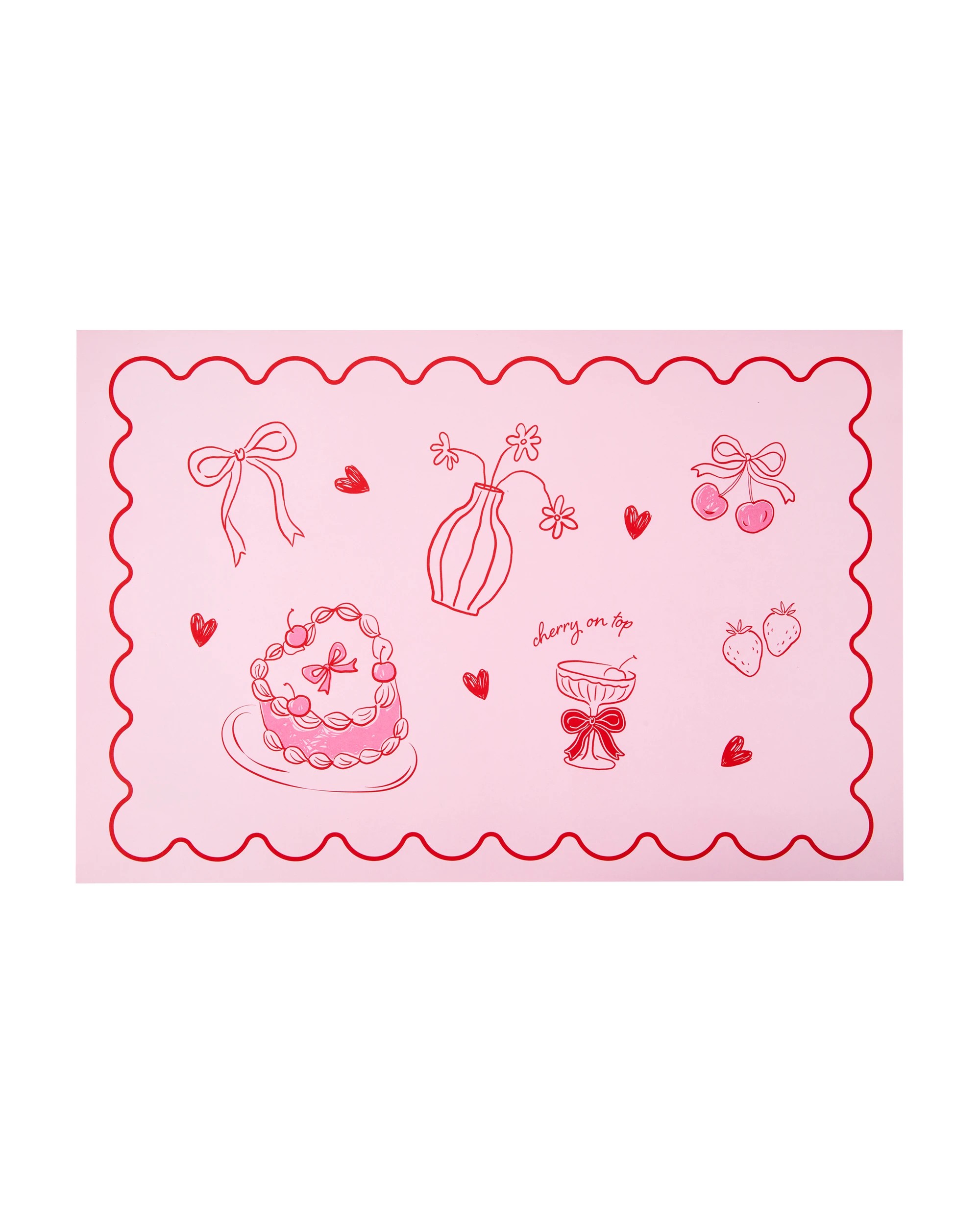 1 24 Piece Pink and Red Printed Paper Placemats, 1 of 3
