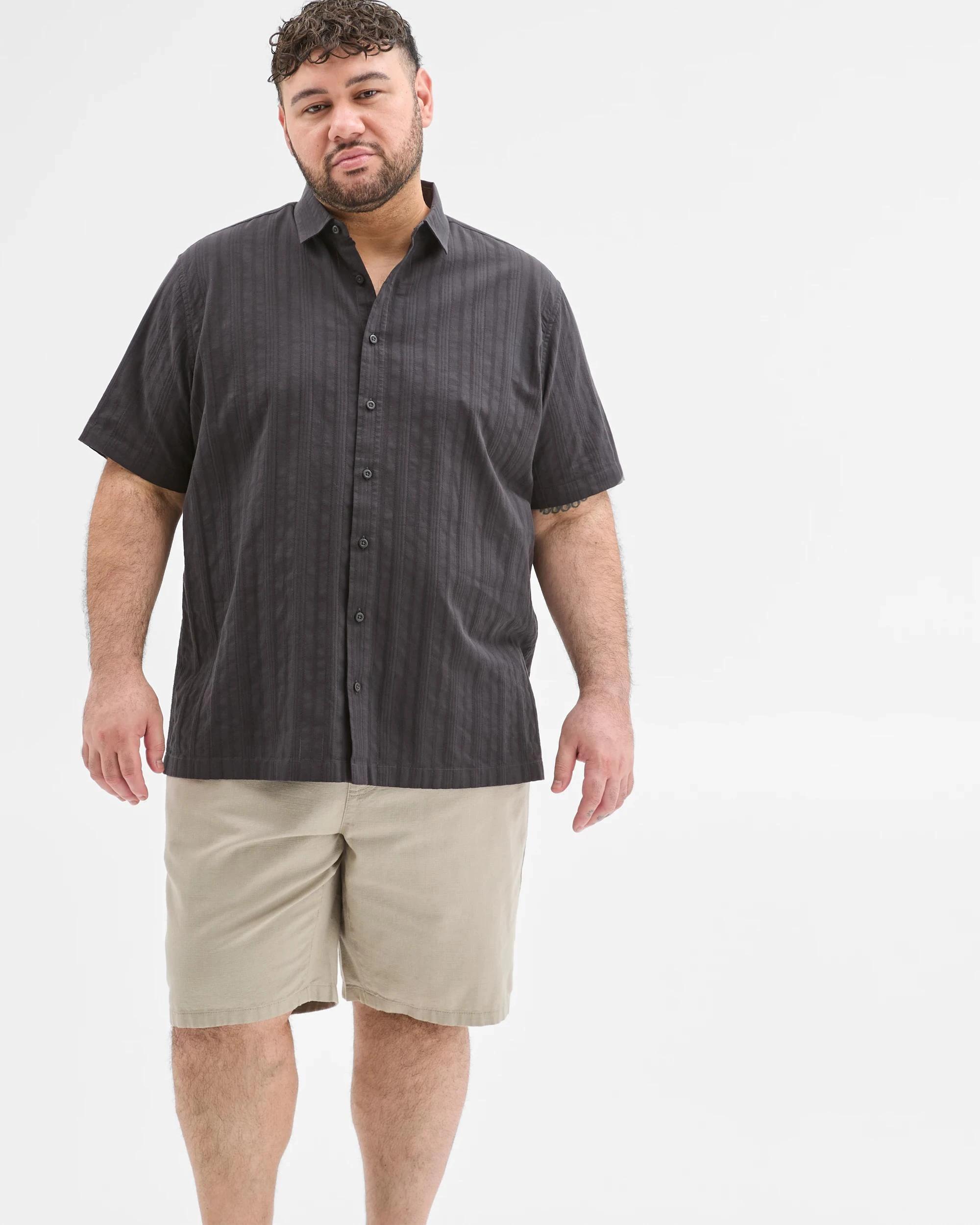 1 Target Man Plus Plus Size Australian Cotton Textured Shirt BLACK, 1 of 6