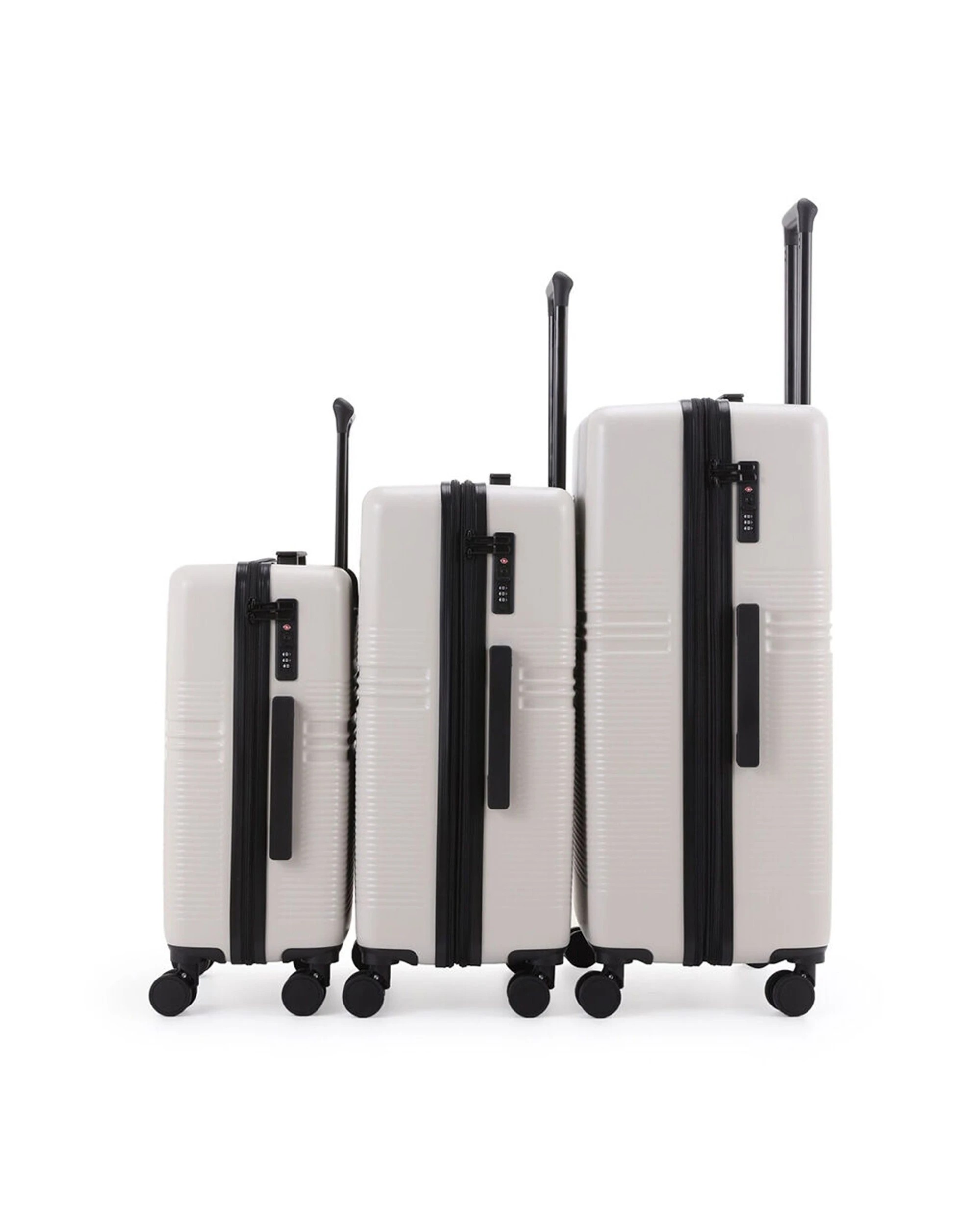 3 Paklite 3pc Elements Travel Luggage Set Suitcase Lightweight Expandable Oatmeal - White, 3 of 7