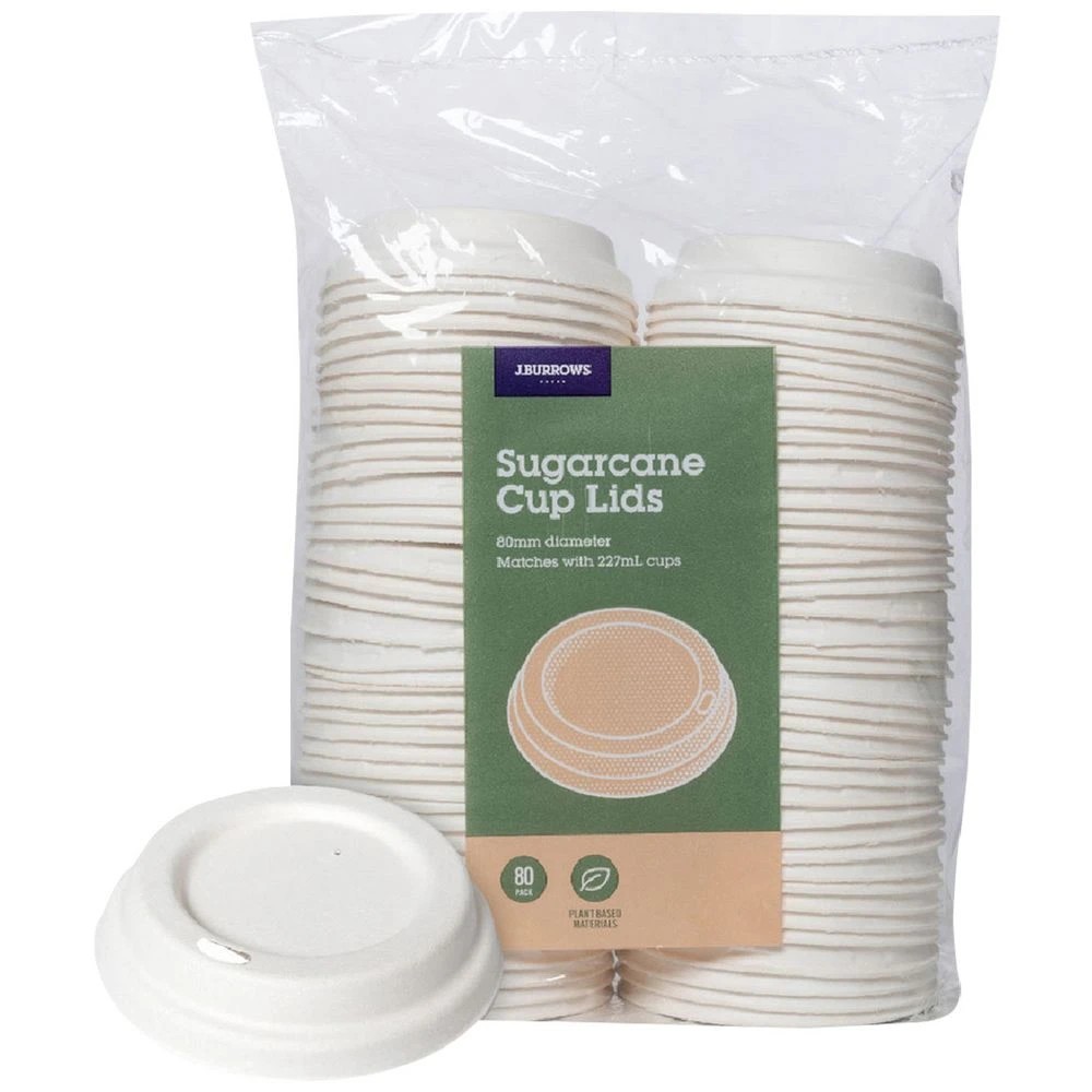 1 J.Burrows Sugarcane Lids 80mm 960 Pack, 1 of 4