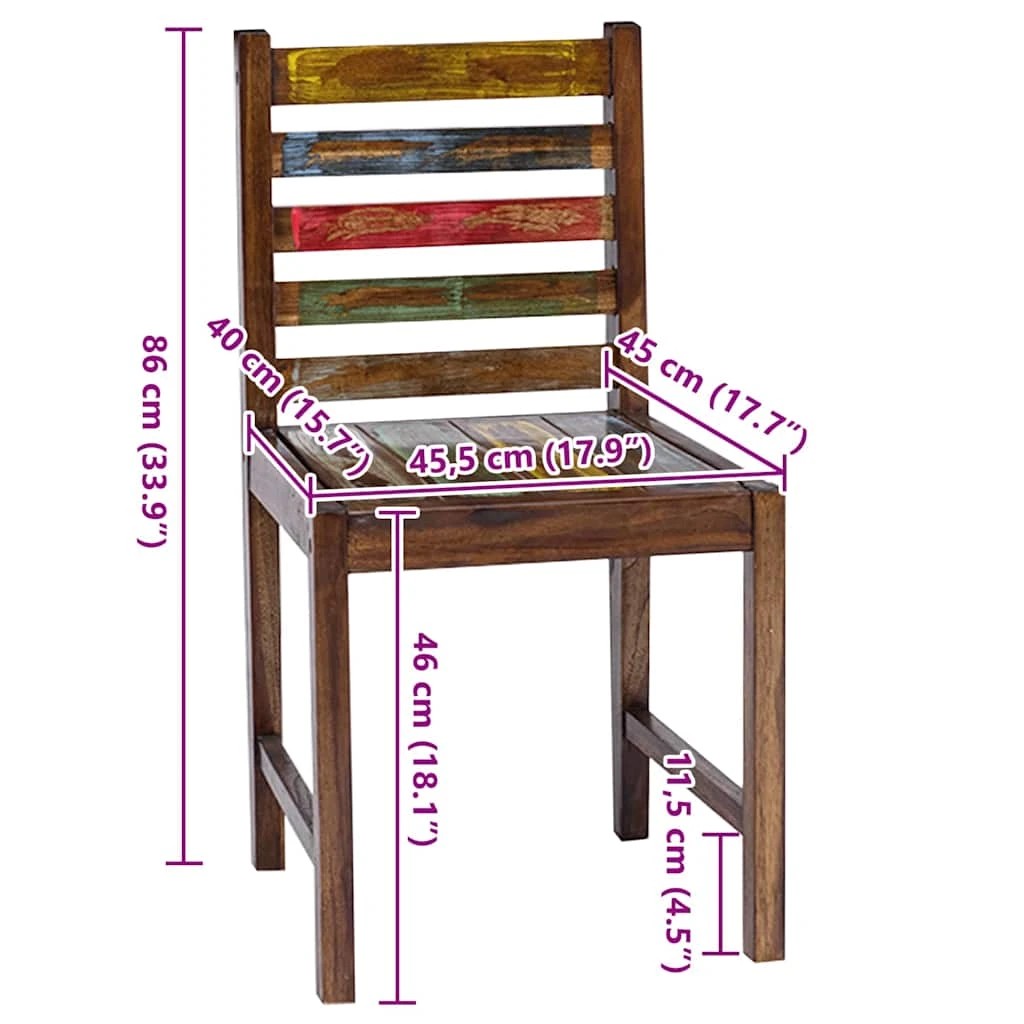 9 Vidaxl Dining Chairs 2 Pcs Solid Reclaimed Wood - Multi, 9 of 10