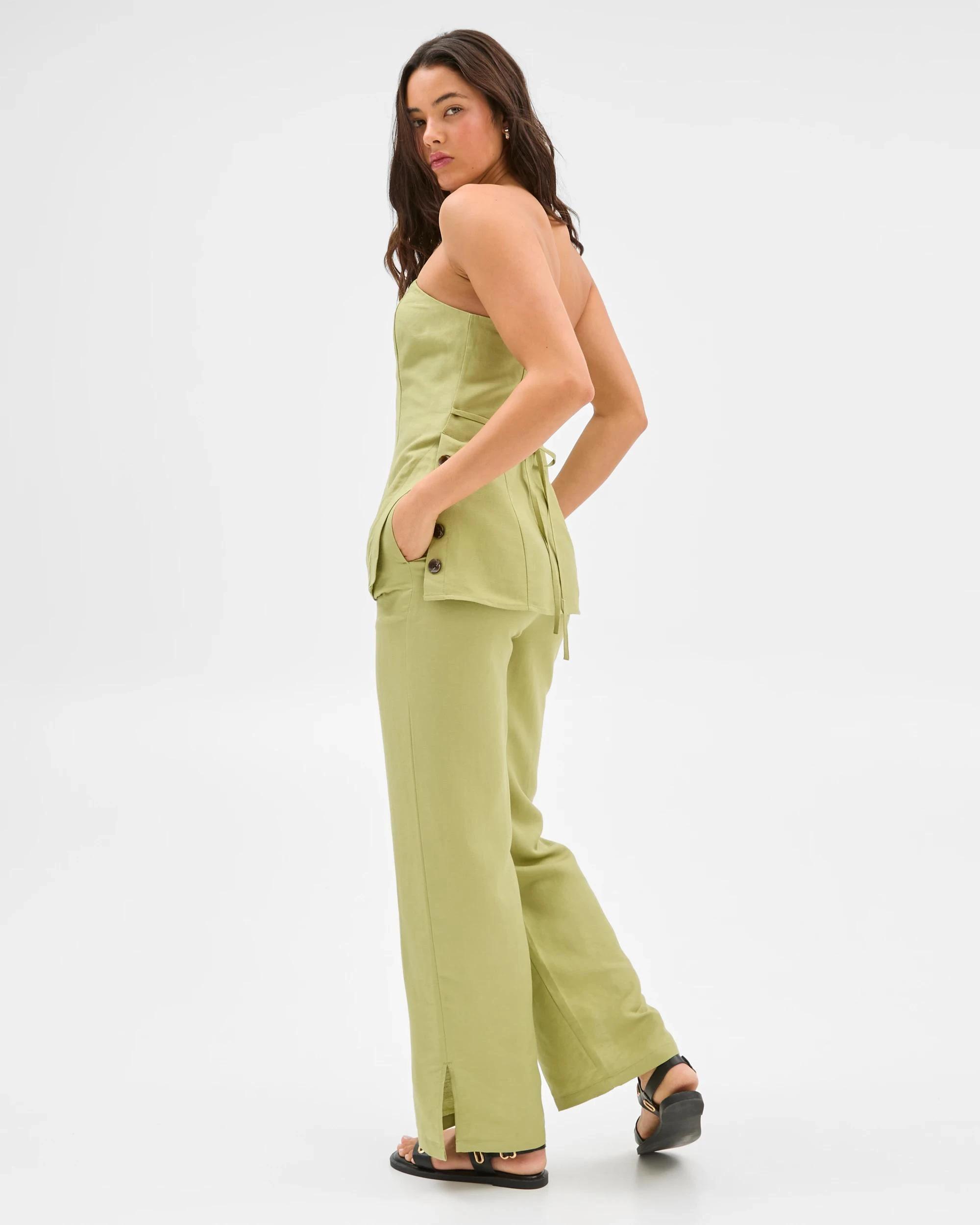 6 European Linen Blend Strapless Tunic Top - Lily Loves SAGE, 6 of 7