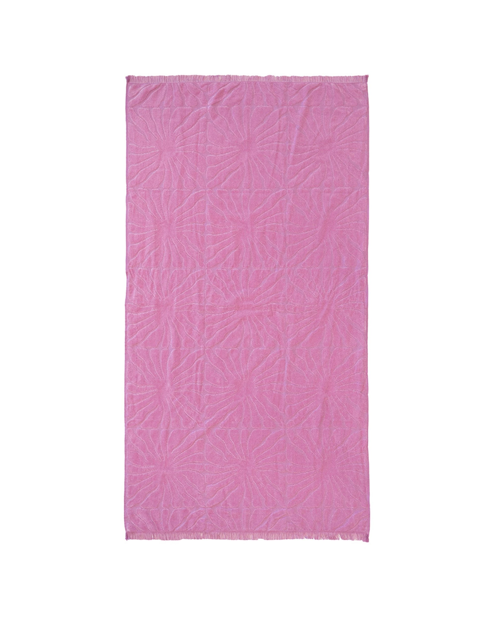 1 BAMBURY HiLo Cotton Beach Towel Dandy Soft Absorbent Natural Fring - Pink, 1 of 3