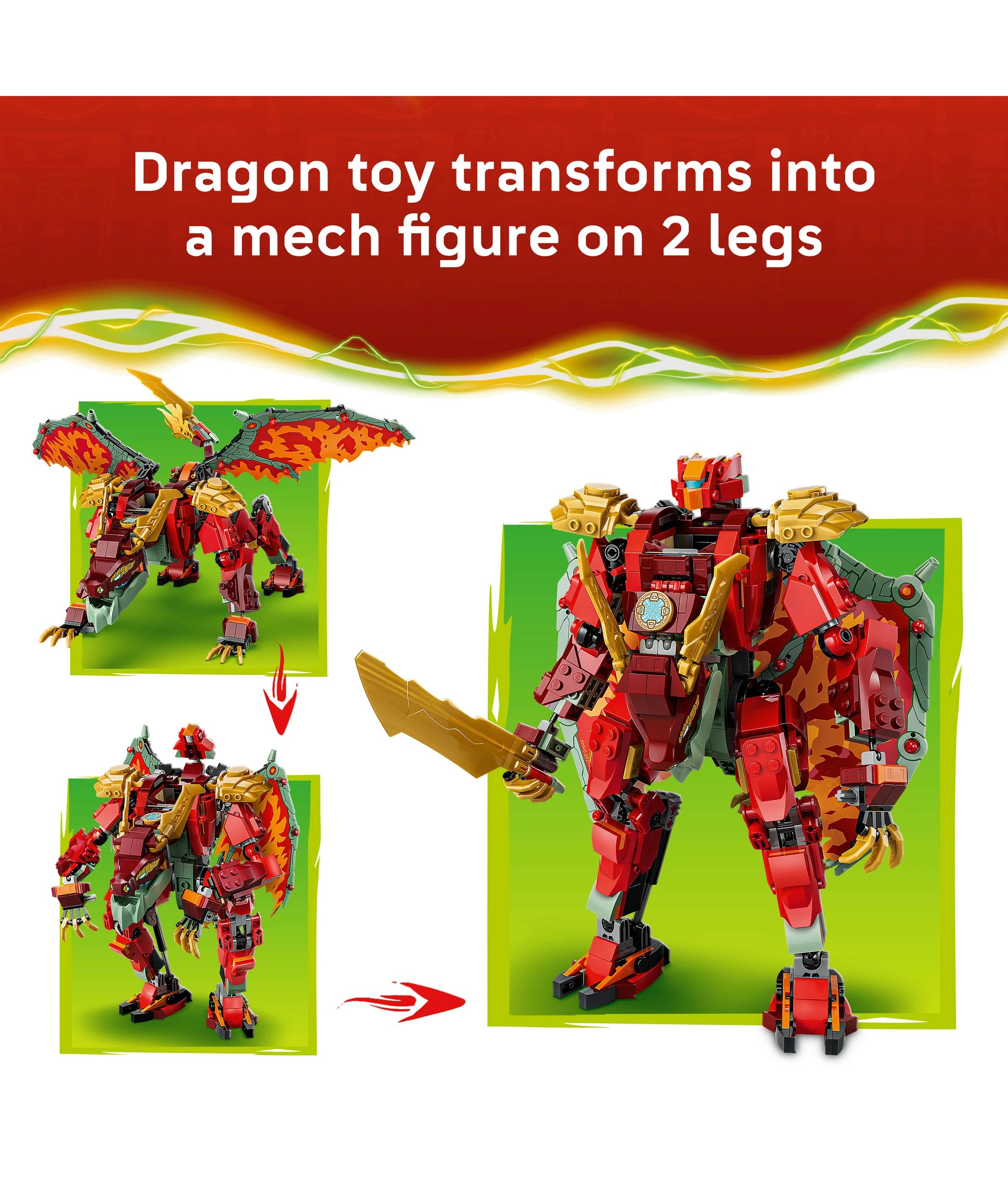 4 LEGO Ninjago Wyldfyre's Transforming Dragon Mech 71868, 4 of 9