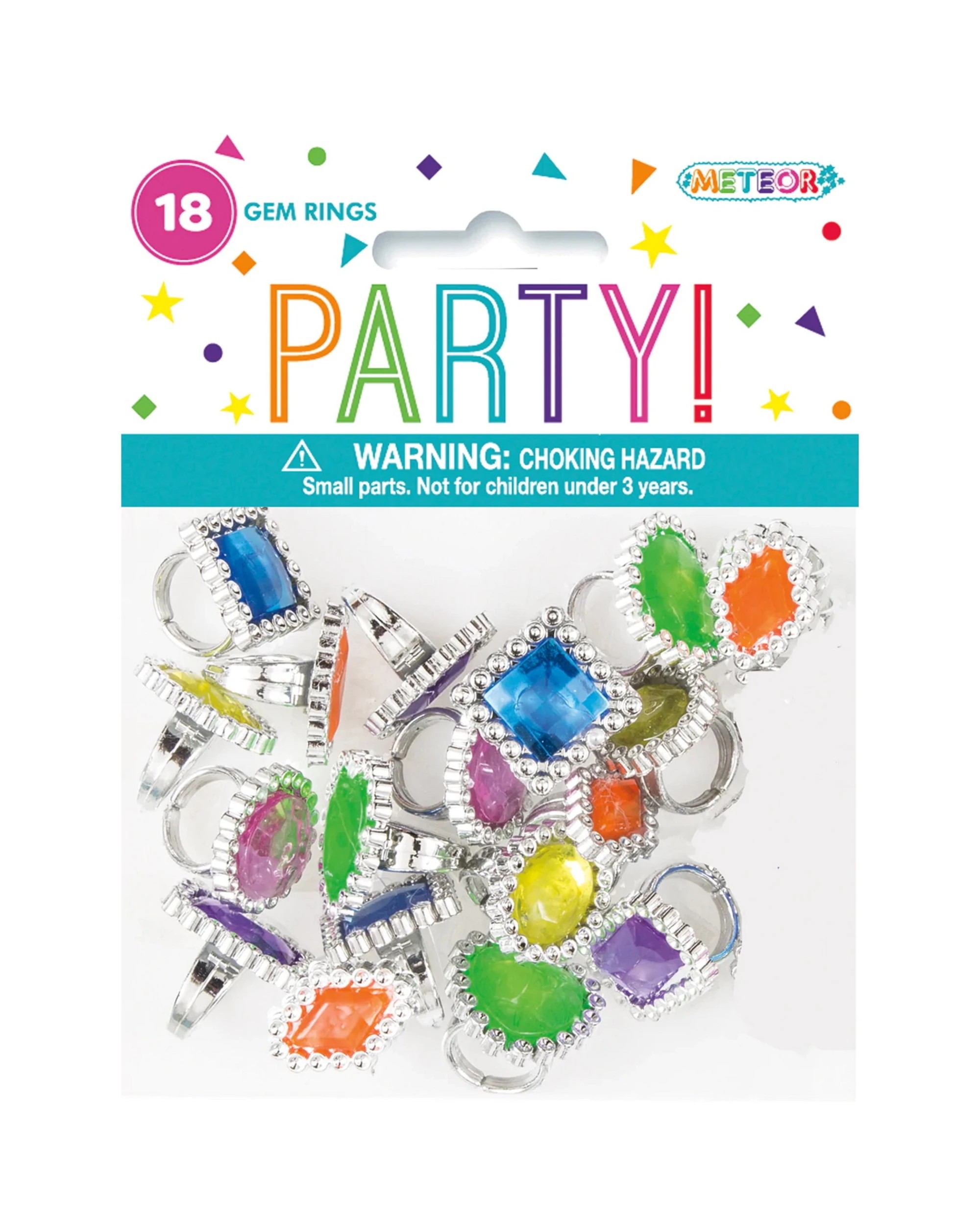 1 Unique Plastic Gem Rings Pack of 18, 1 of 1