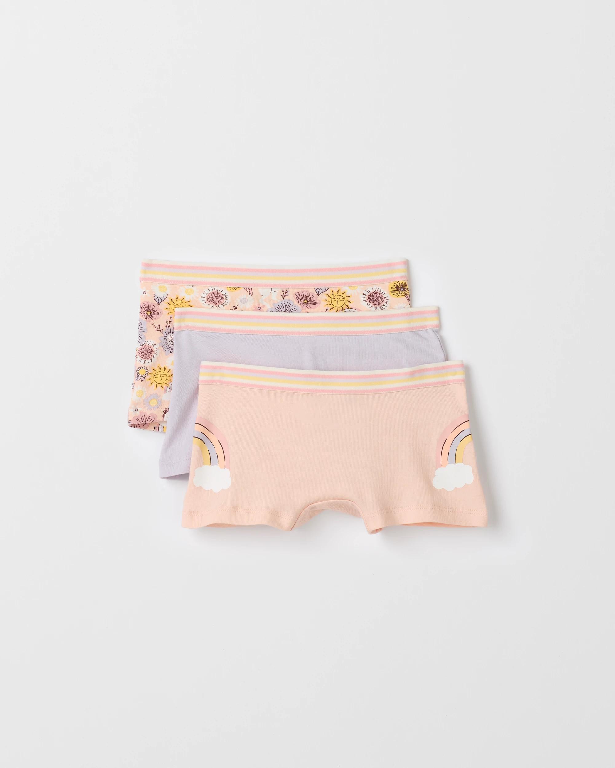 1 Australian Cotton Younger Girls Shorties 3 Pack - Maxx RANBOW UNICORN, 1 of 1