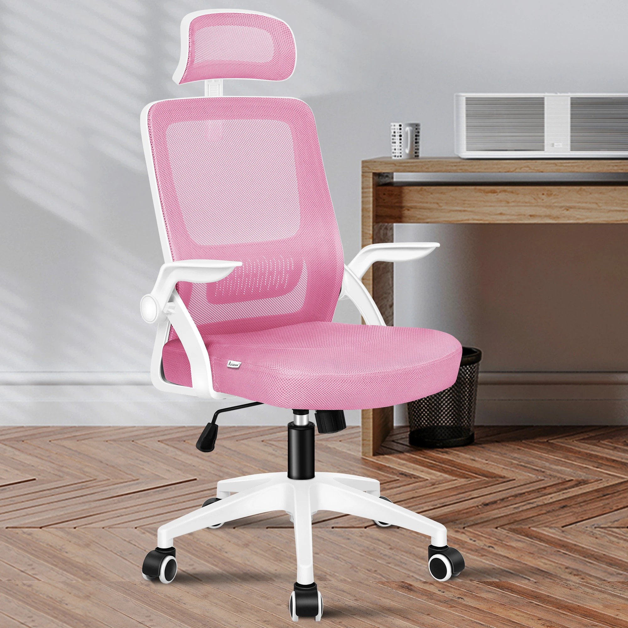 2 Alfordson Mesh Office Chair Executive Fabric Seat Tilt Gaming Computer - Pink, 2 of 10