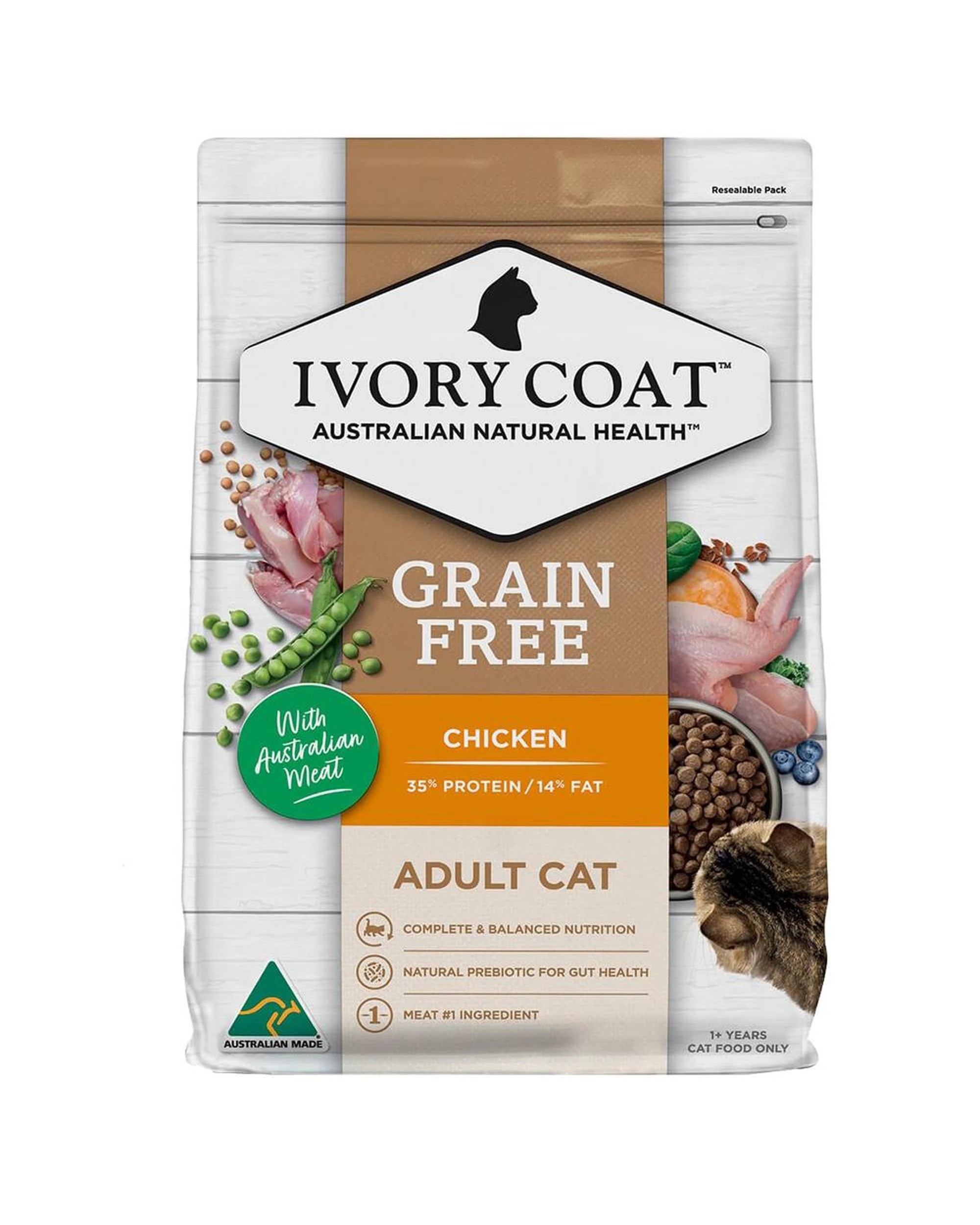 1 Ivory Coat Adult Grain Free Dry Cat Food Chicken w/ Australian Meat 4kg, 1 of 6