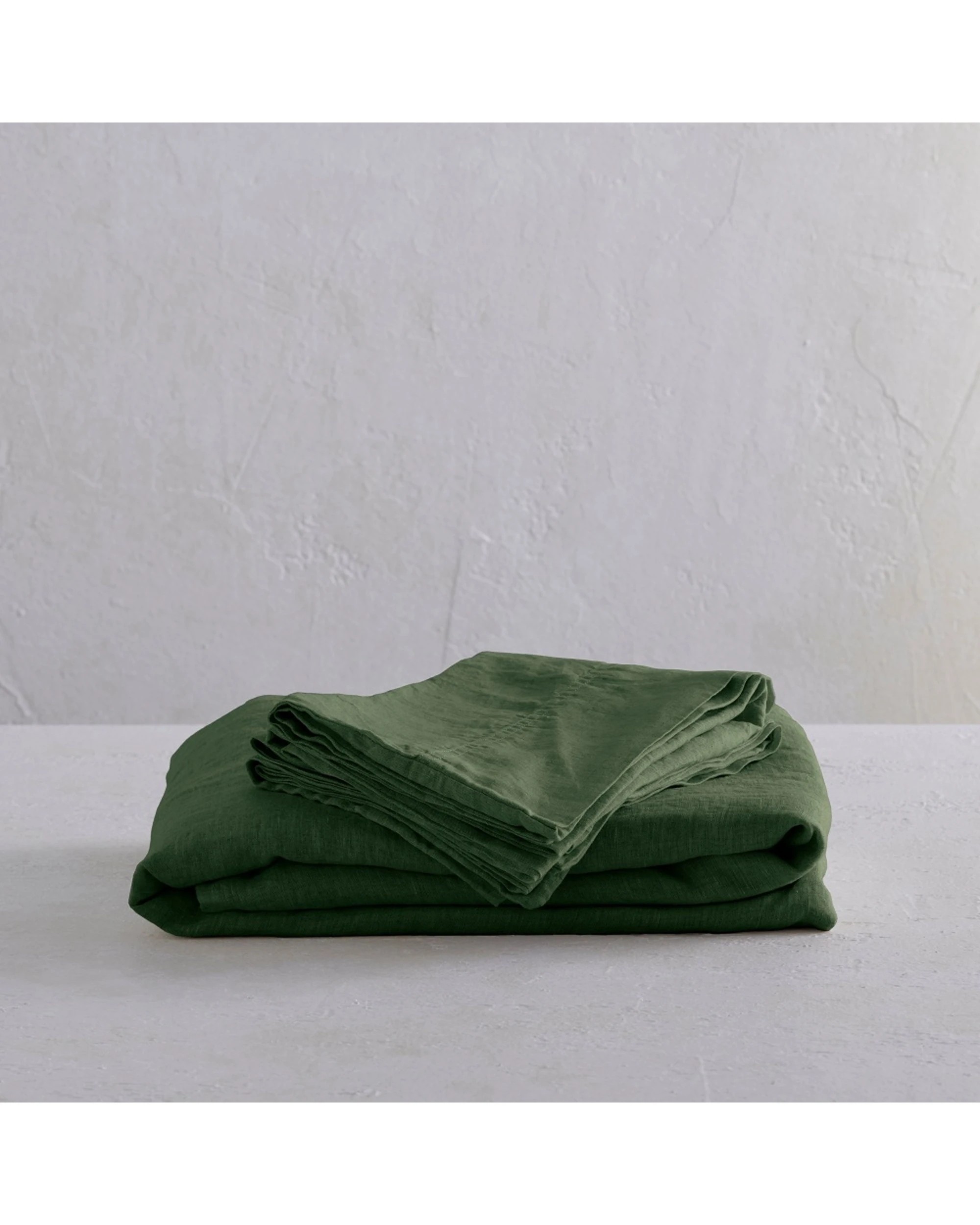 4 Bedding Co Quilt Cover Set 100% French Flax Linen Olive - King Single Bed - Green, 4 of 5