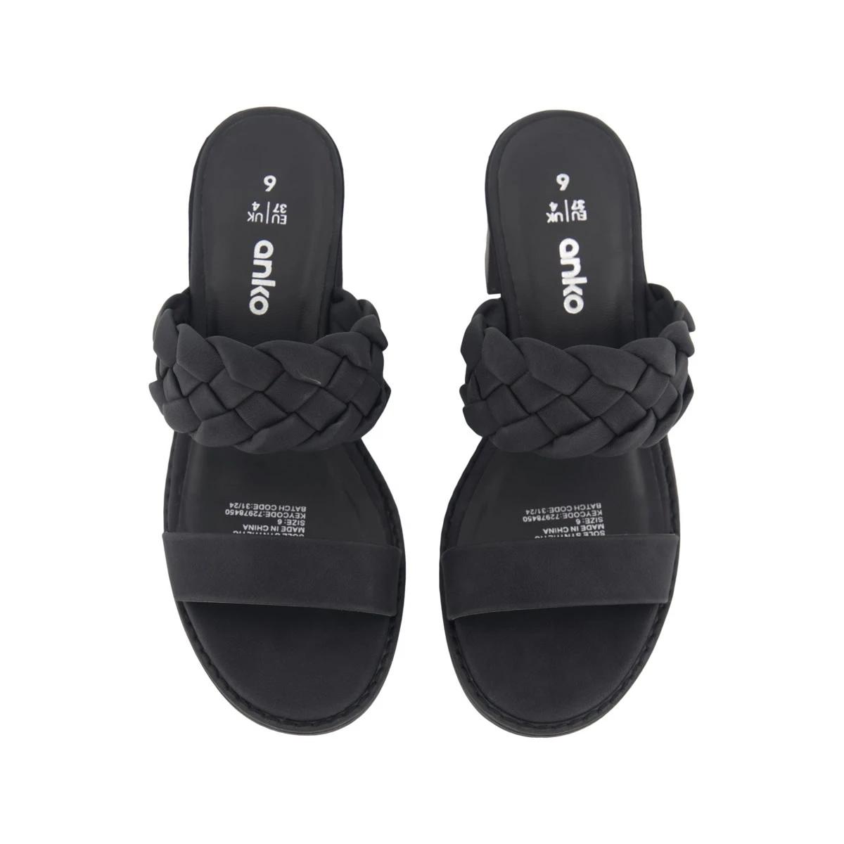 4 Casual Braided Block Heels Black, 4 of 5