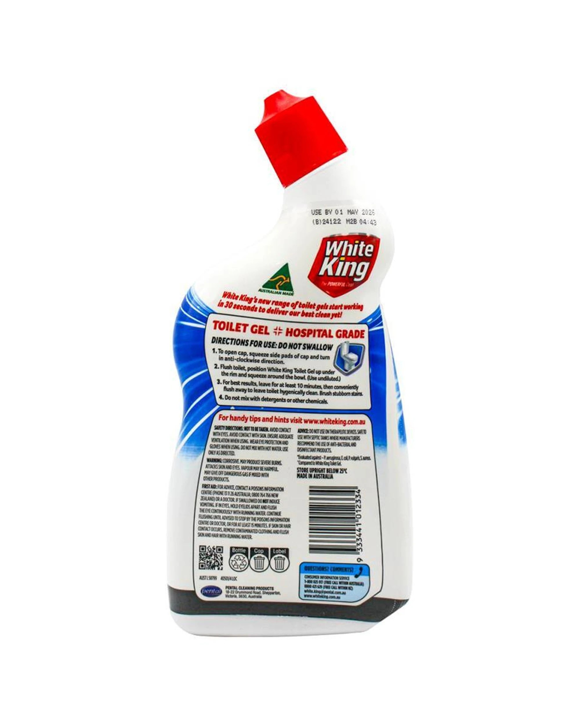 3 White King 6PK Toilet Gel Hospital Grade Cleaner 700ml Marine - Multi, 3 of 3