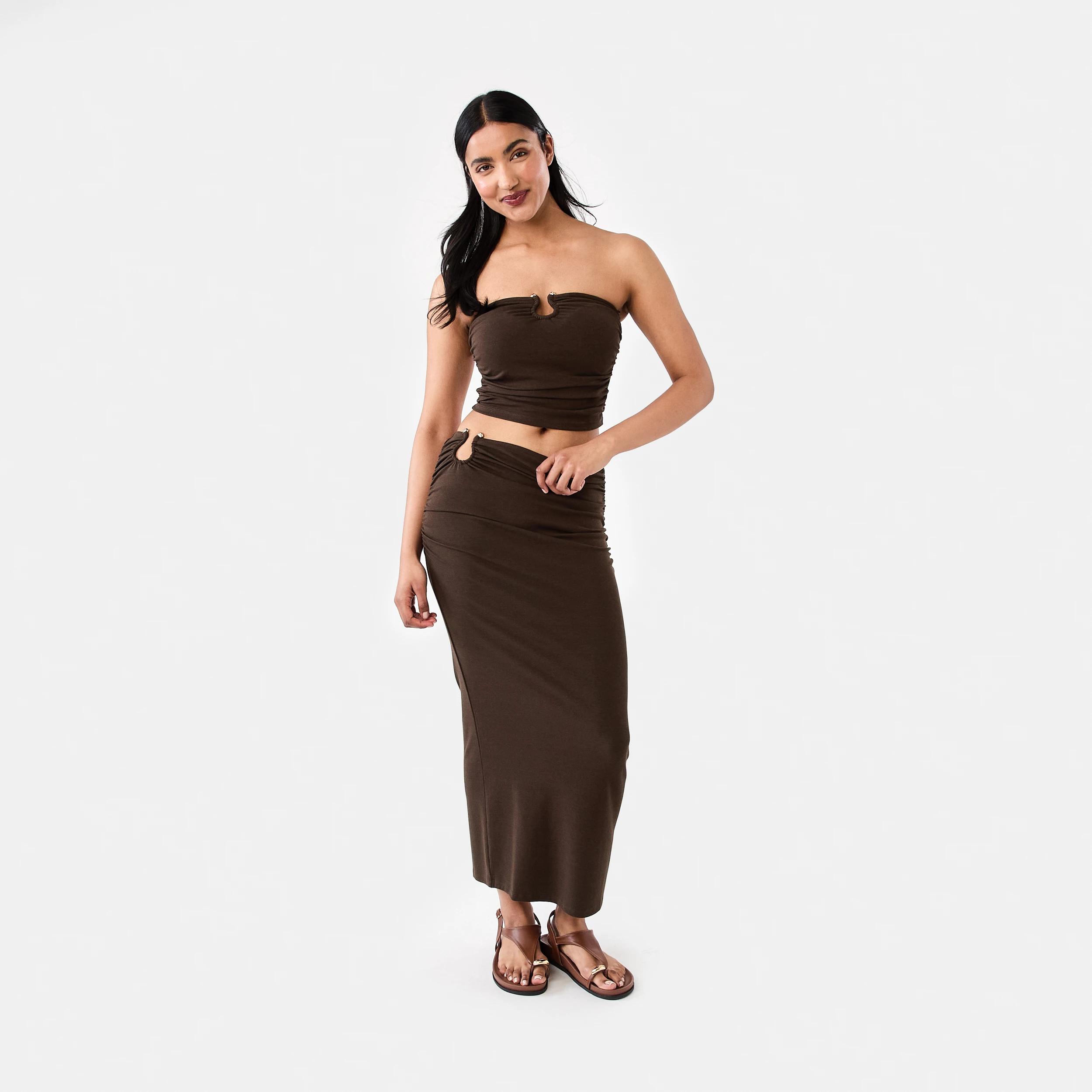 2 Trim Jersey Maxi Skirt Melt Brown, 2 of 5