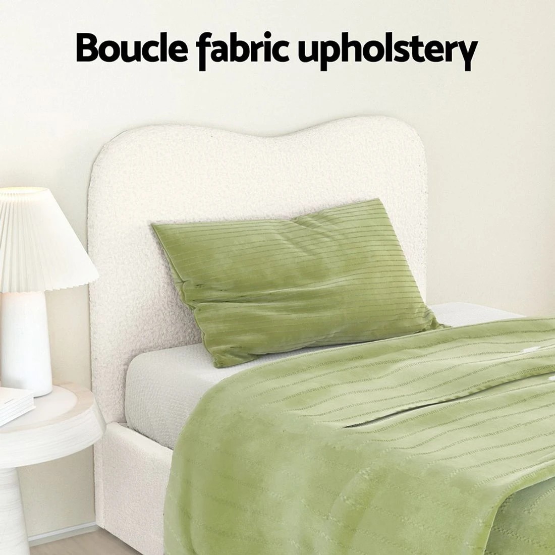 5 Artiss Bed Frame Single Size Boucle DARA - White, 5 of 5