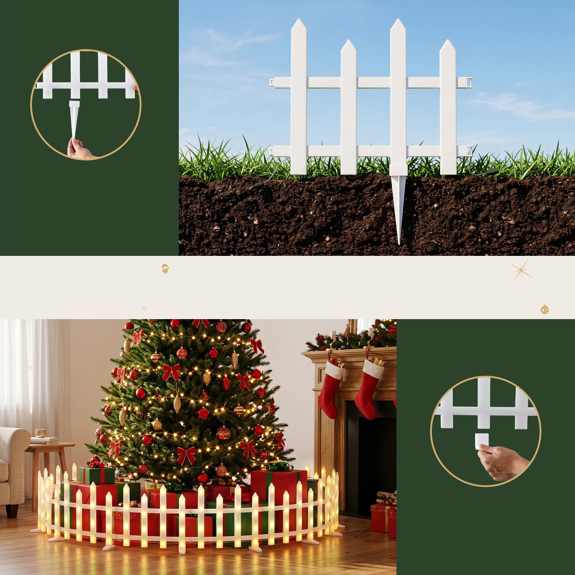 4 Jingle Jollys 3m Solar Christmas Fence Lights Outdoor Garden Path Decor Warm 8pc - White, 4 of 9