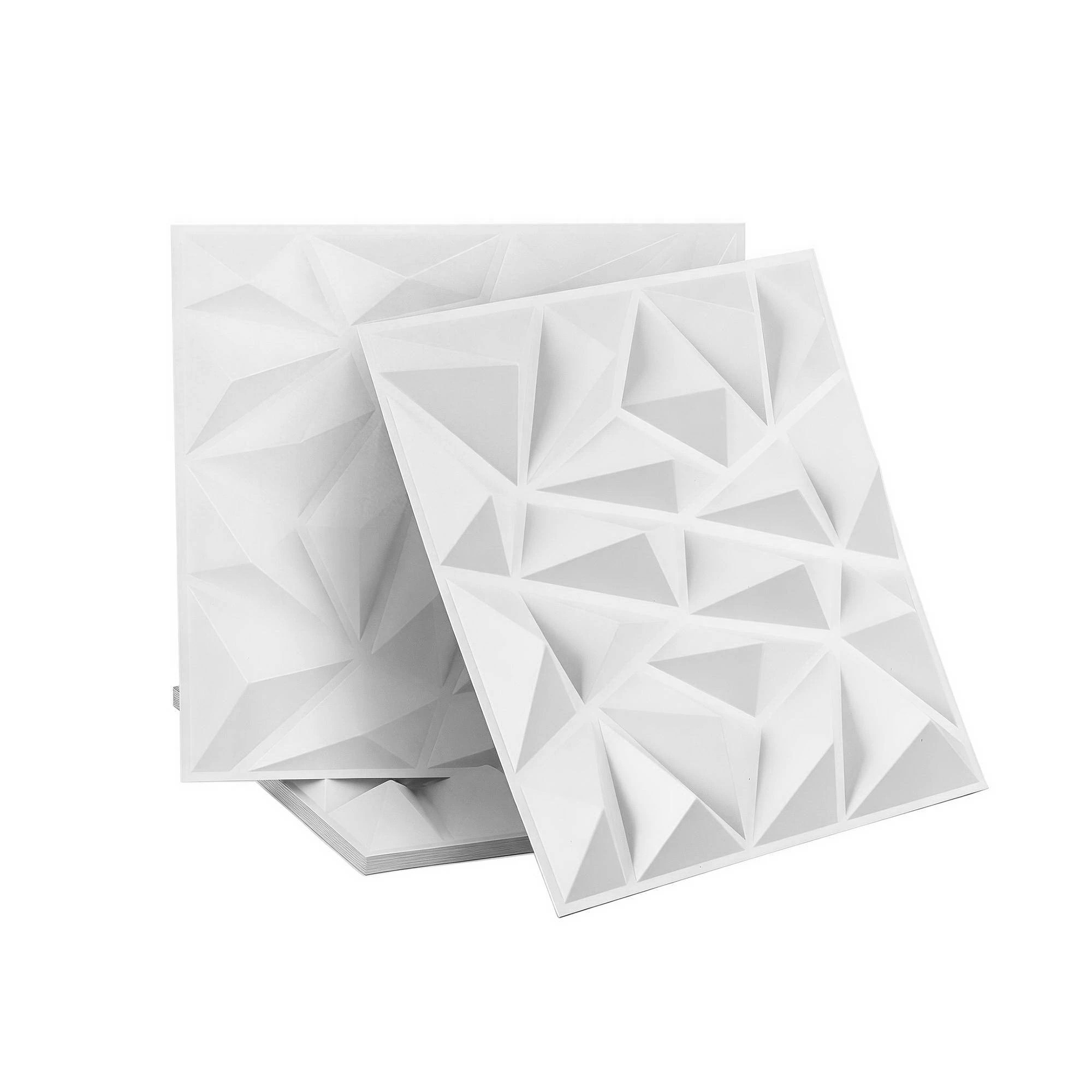 3 Artiss 3D Wall Panels Diamond 15PCS PVC Decorative Panels 50x50cm Feature Wall - White, 3 of 8