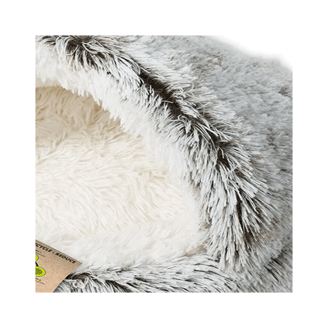 2 M-pets Snugo Eco Cat Fleece Hooded Calming Sleeping Bed 50x30cm - Grey, 2 of 3