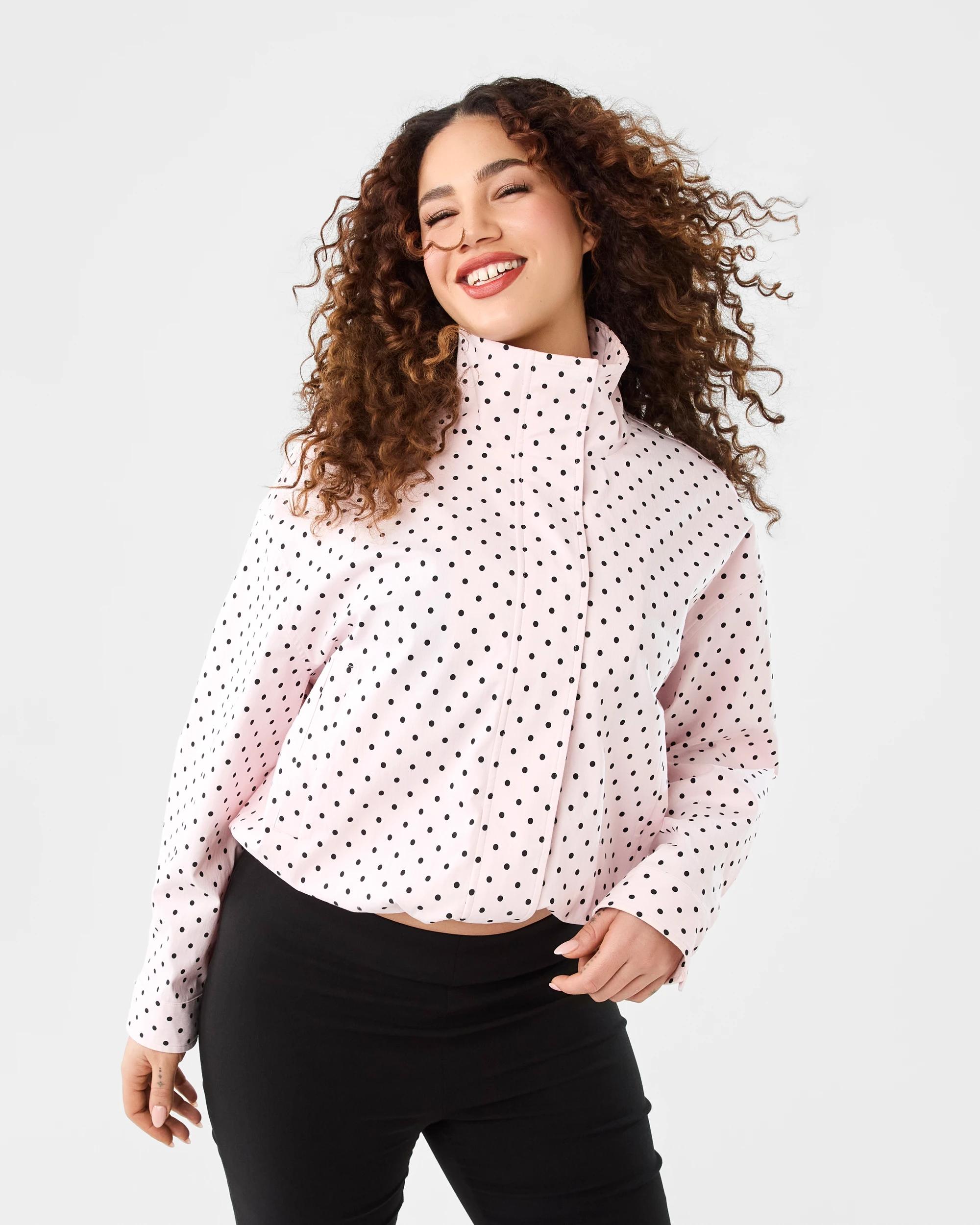 1 Spot Funnel Neck Jacket Pink Dot, 1 of 9