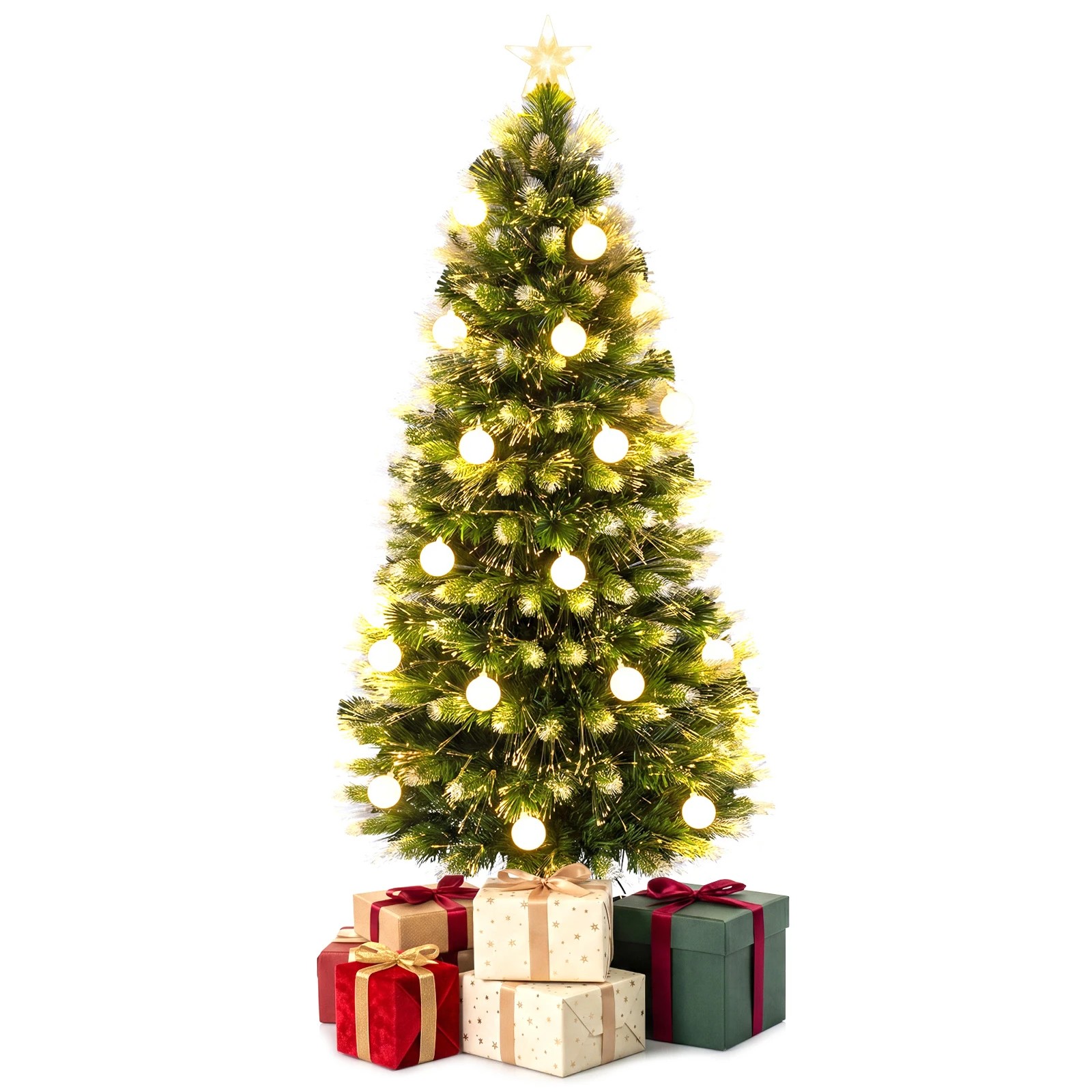 7 Costway 1.5M Artificial Fiber Optic Christmas Tree 28 Warm White LEDs, 7 of 7