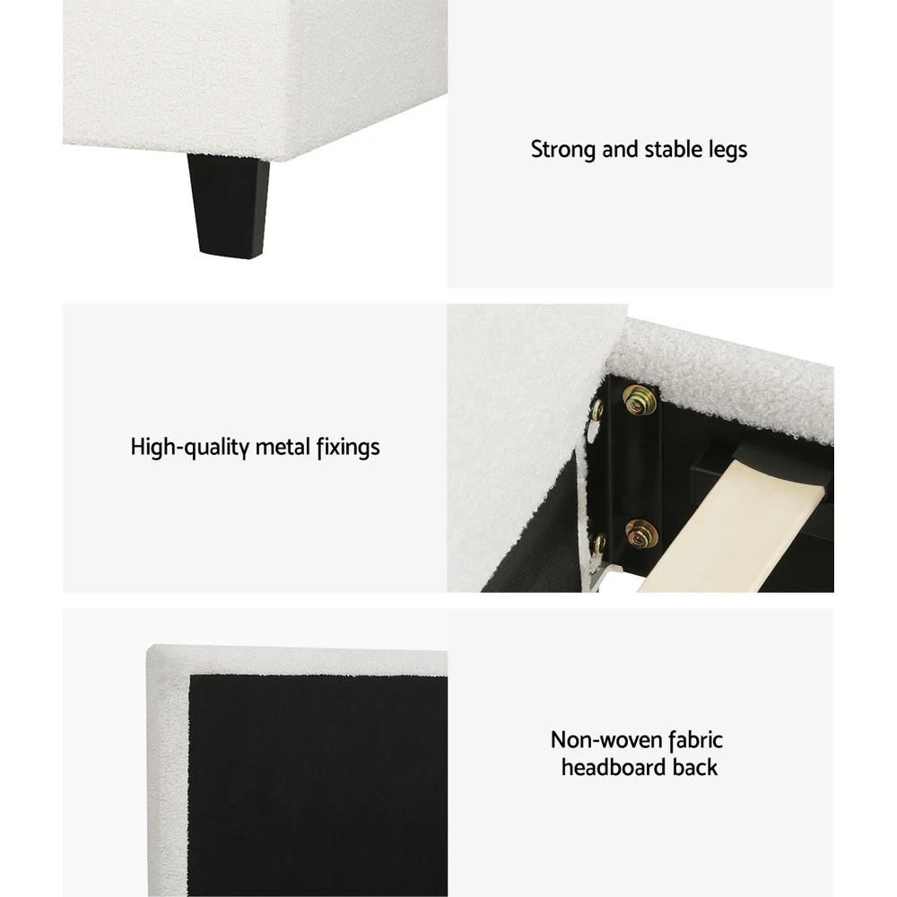 3 Artiss King Single Bed Set with BedStory Hybrid Mattress Upholste Platform - White, 3 of 6