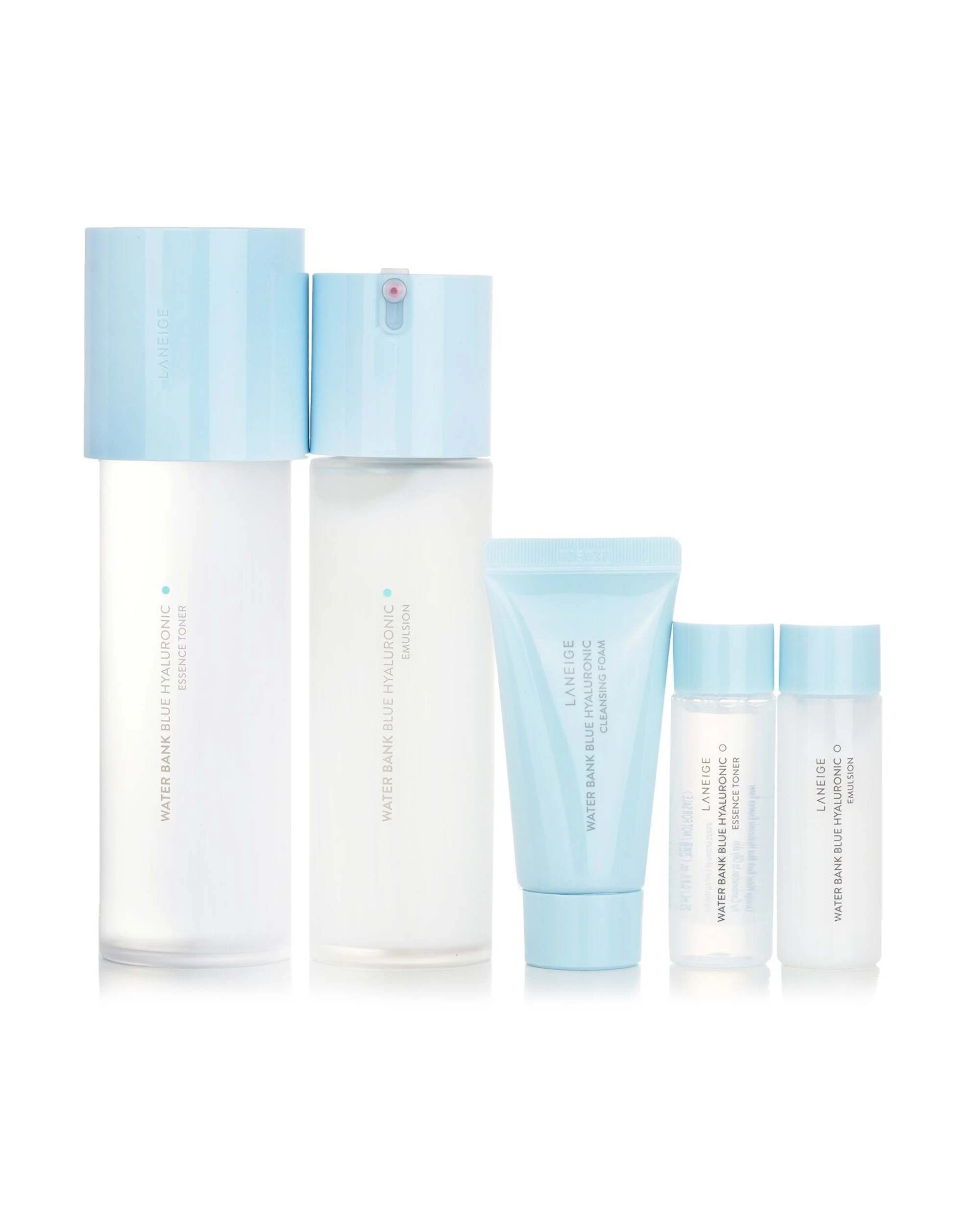 1 Laneige Water Bank Blue Hyaluronic 2 Step Essential Set (For Combination to Oily Skin)  5pcs, 1 of 3