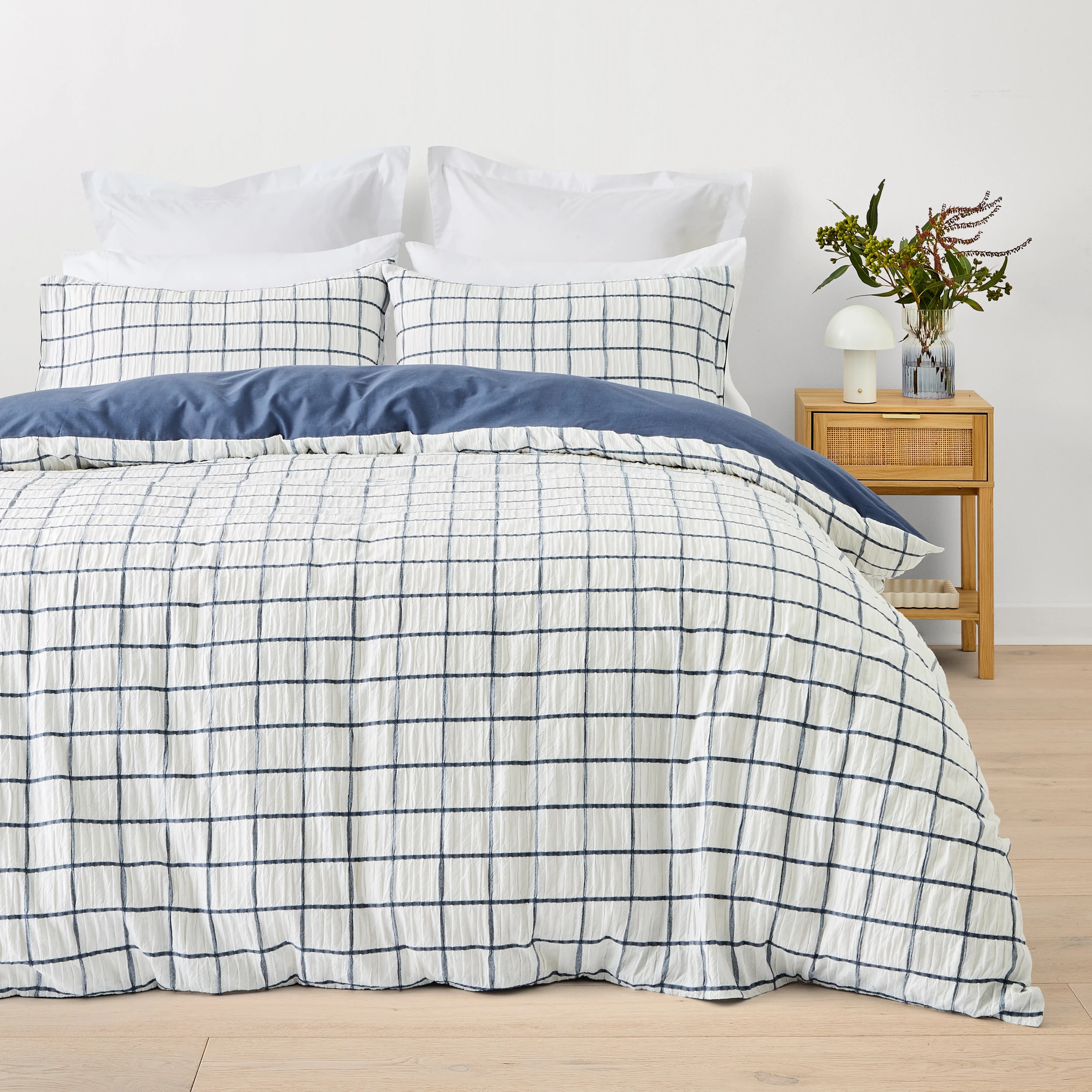 1 Rhys Check Australian Grown Cotton Quilt Cover Set - Super King Bed, 1 of 7