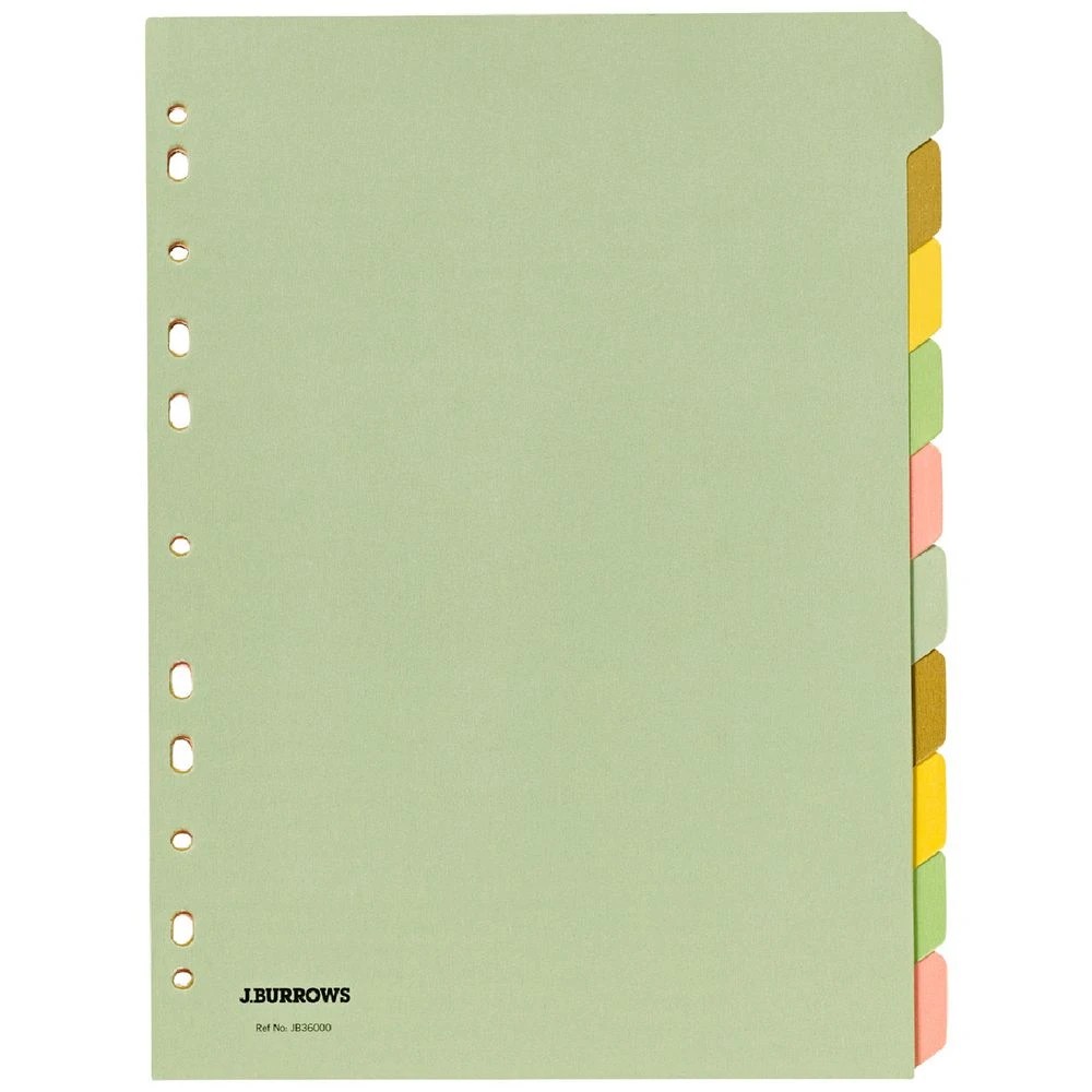 1 J.Burrows A4 10 Tab Dividers Pastel, 1 of 3