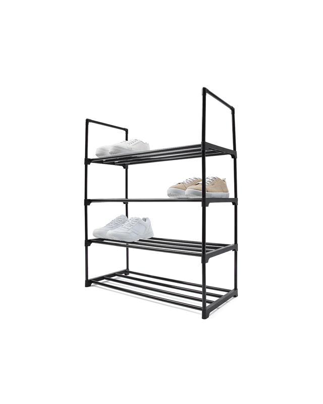 4 Tier Stackable Black Shoe 