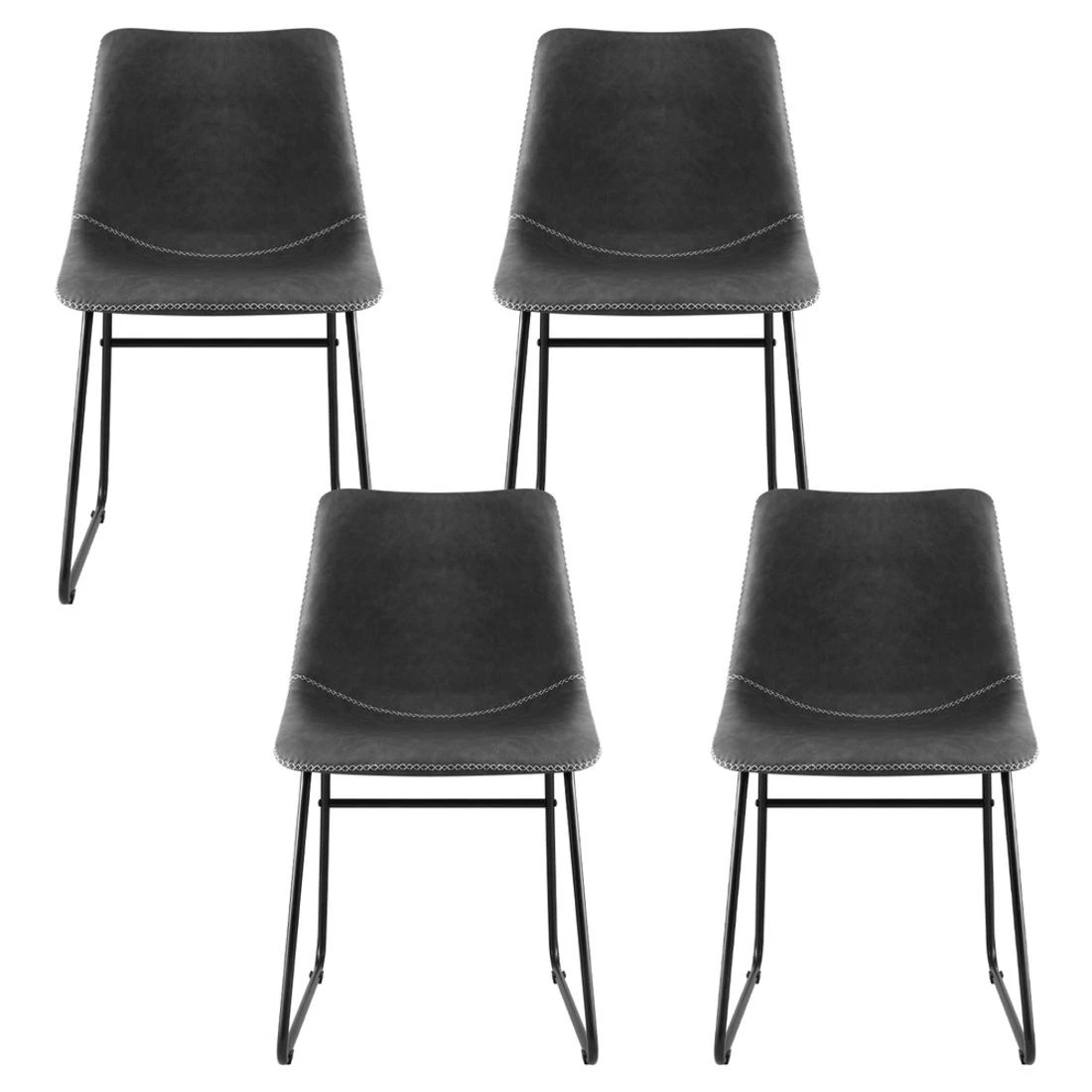 3 Artiss 4x Dining Chairs Retro PU Leather Kitchen Lounge Cafe Accent Chair - Grey, 3 of 6