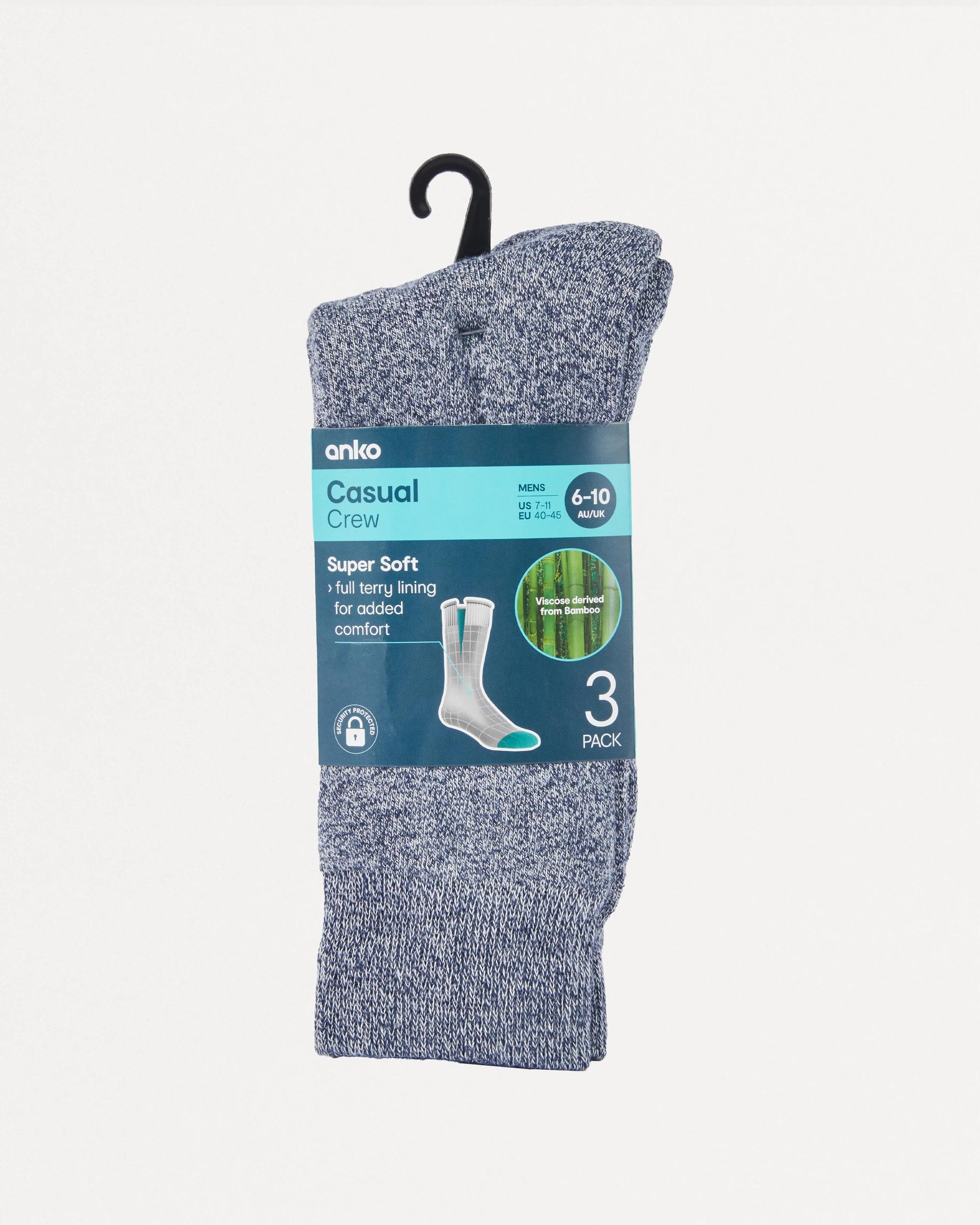 3 3 Pack Bamboo Casual Socks DENIM MARLE, 3 of 3