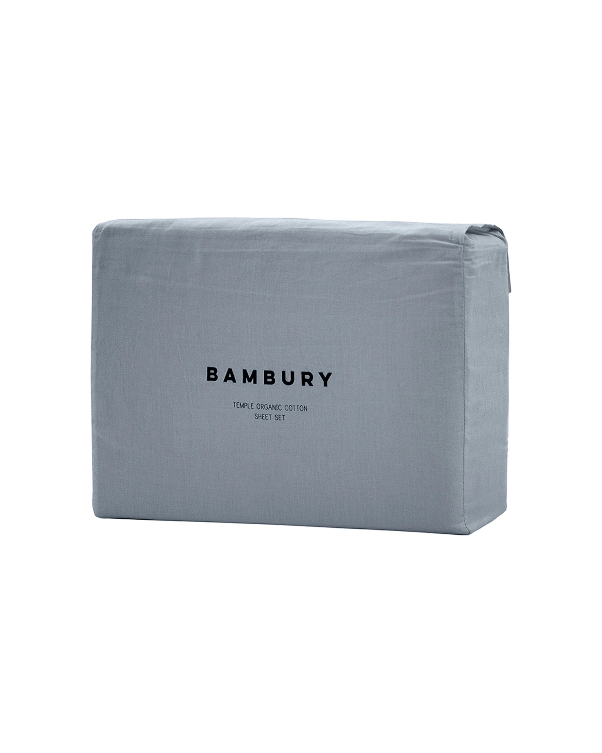 1 Bambury Temple Organic Cotton Sheet Set Steel Home Bedding - Double Bed - Blue, 1 of 1