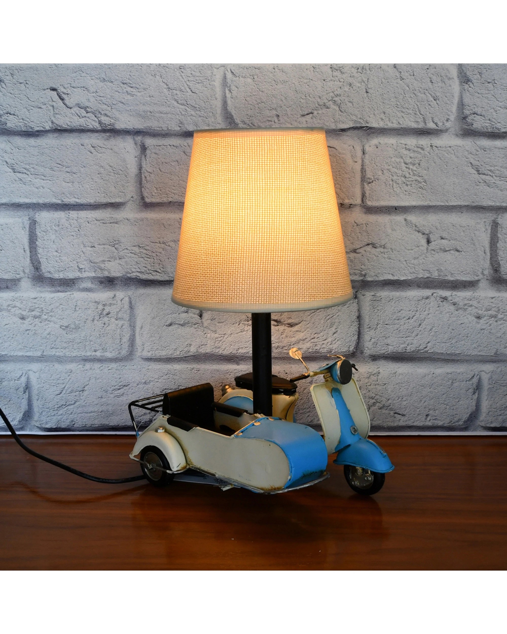 6 Auto Petit USB LED Lamp Scooter & Sidecar Home Decor 18x26cm - Blue, 6 of 6