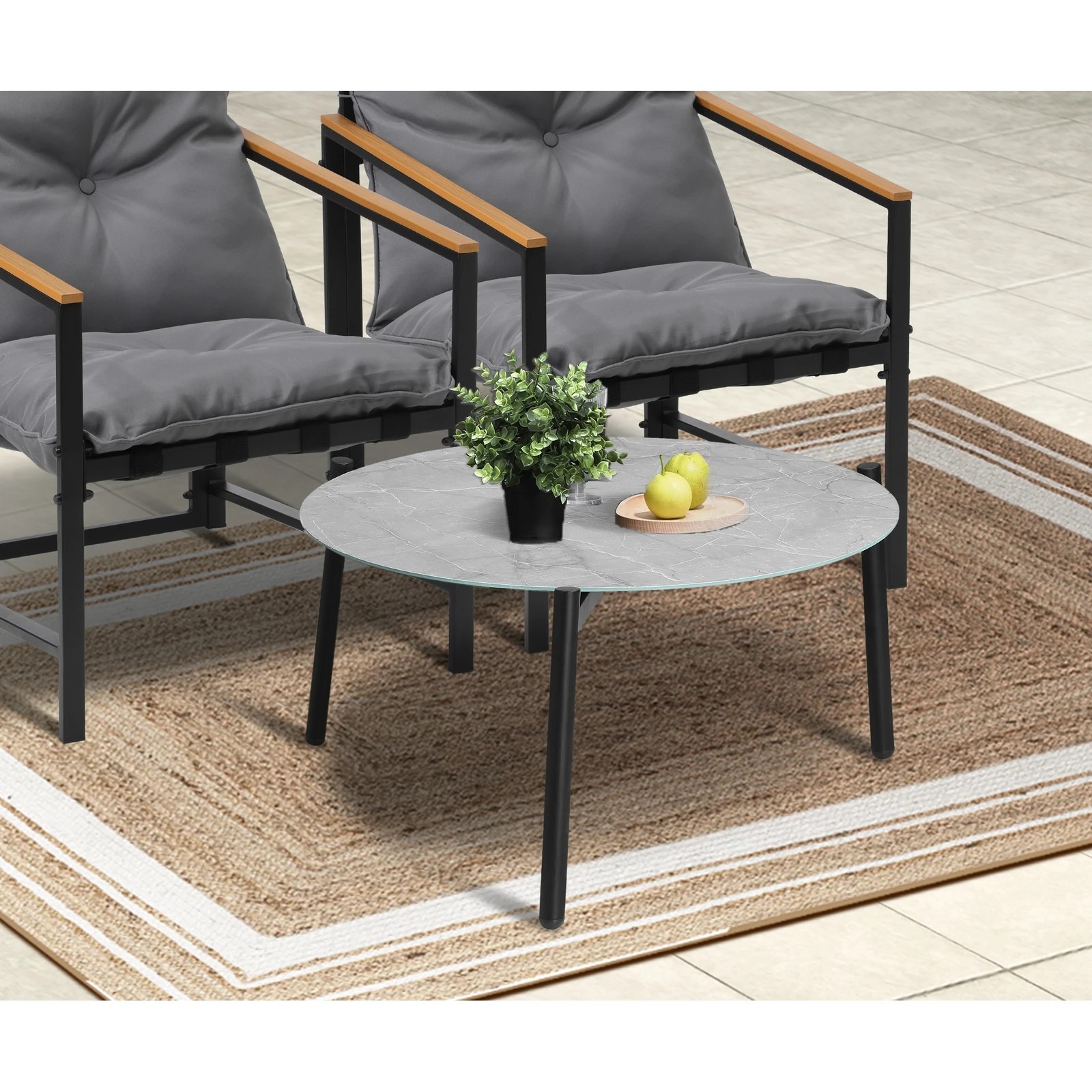 6 Livsip 5pc Outdoor Patio Furniture Set Bistro Sets 70cm Round Marble Table
 - Multi, 6 of 10