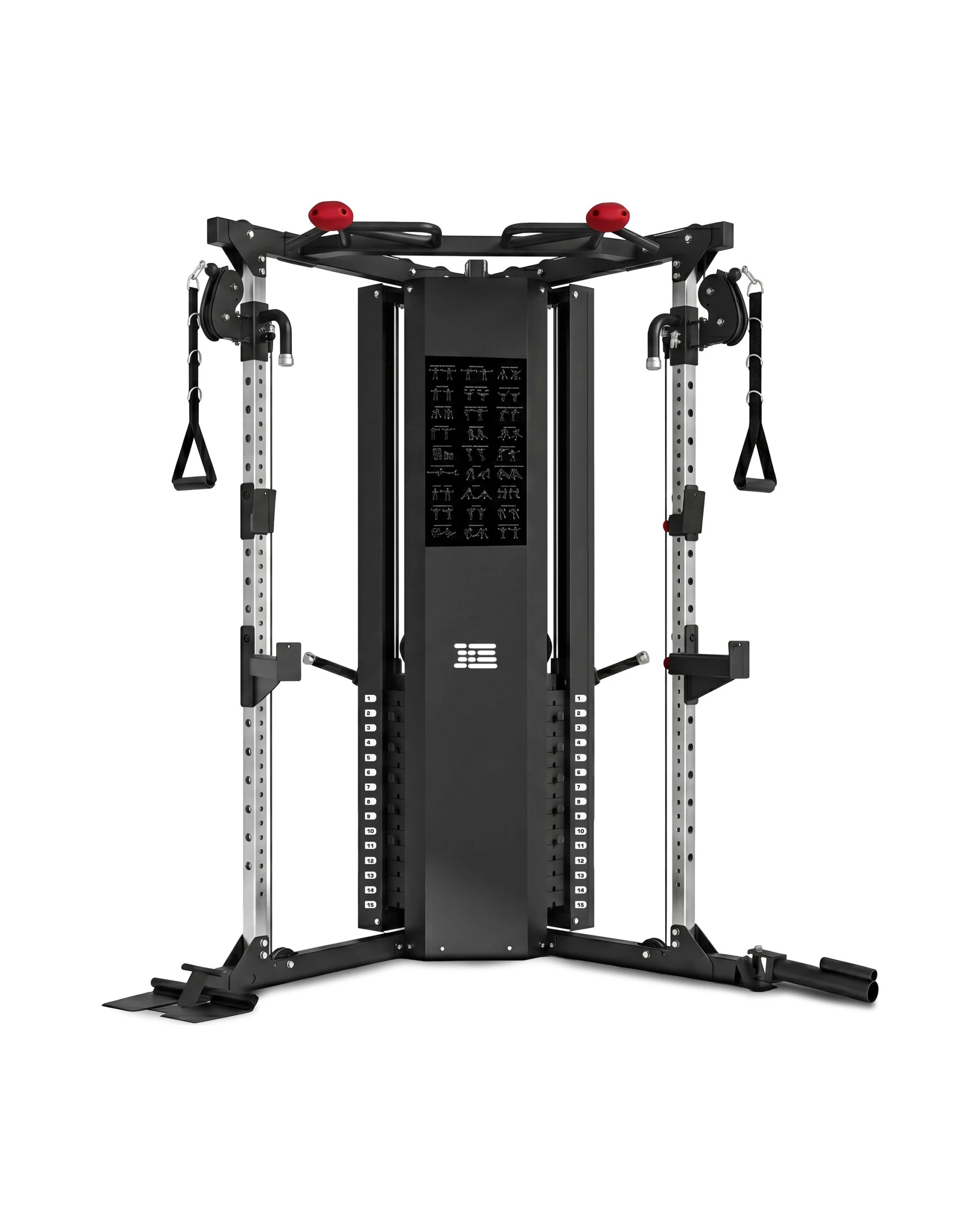 1 Powertrain Functional Trainer Power Rack - Dual 36kg Weight Stacks, V-Shaped Corner Frame - Black, 1 of 7