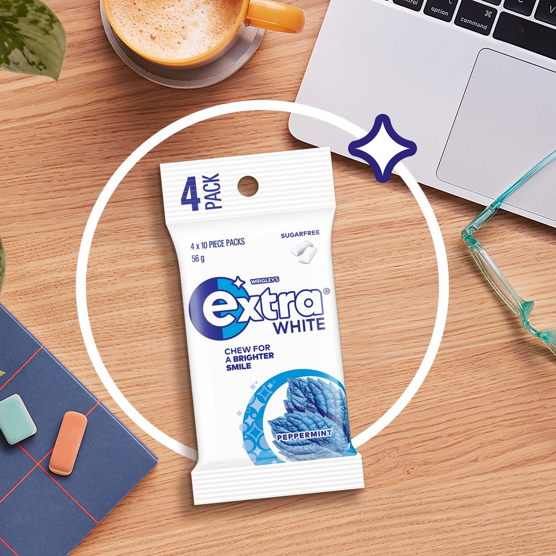 3 4 Pack Wrigley's Extra White Peppermint Gum 56g, 3 of 5