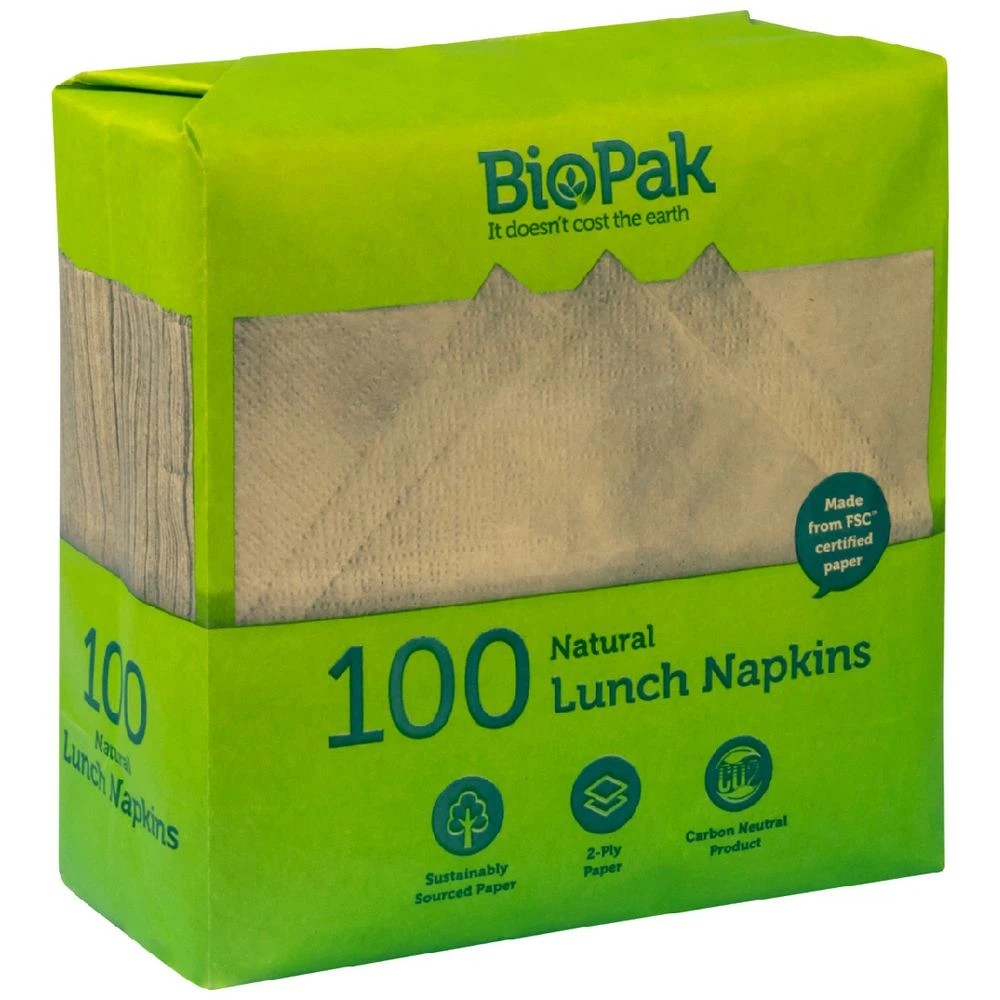 1 Biopak 2 Ply Napkins 100 Pack, 1 of 2