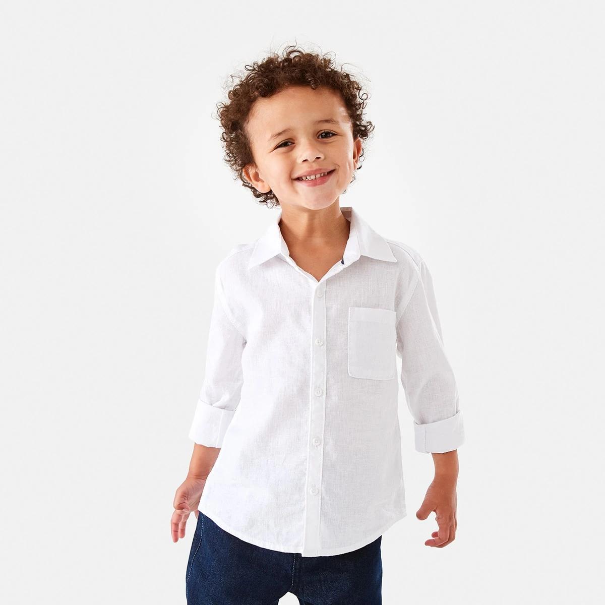 1 Long Sleeve Linen Shirt White, 1 of 9