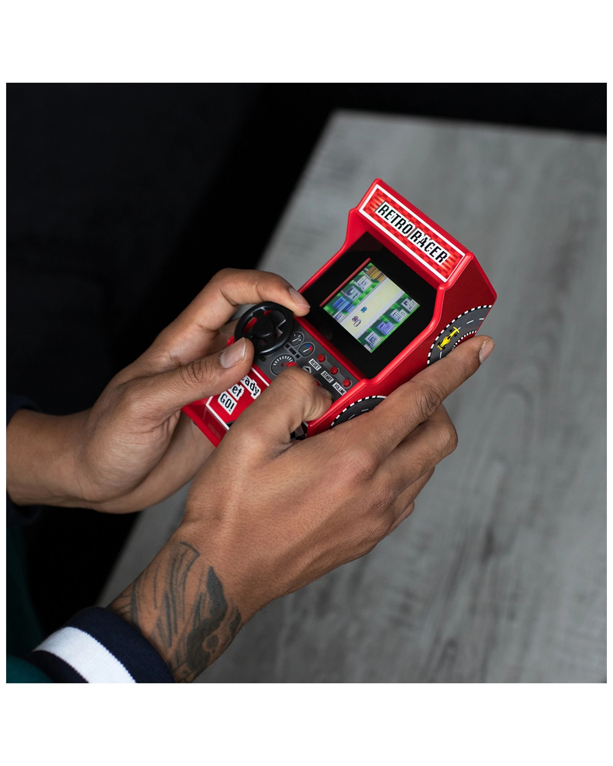 3 Thumbs Up 30-Games Arcade Retro Classic Racing Machine Desktop Console - Red, 3 of 4