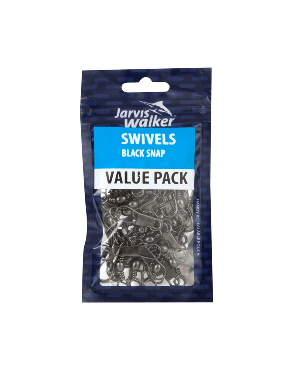 40 Pack Jarvis Walker Black Snap Bulk Pack Swivels - Size 8